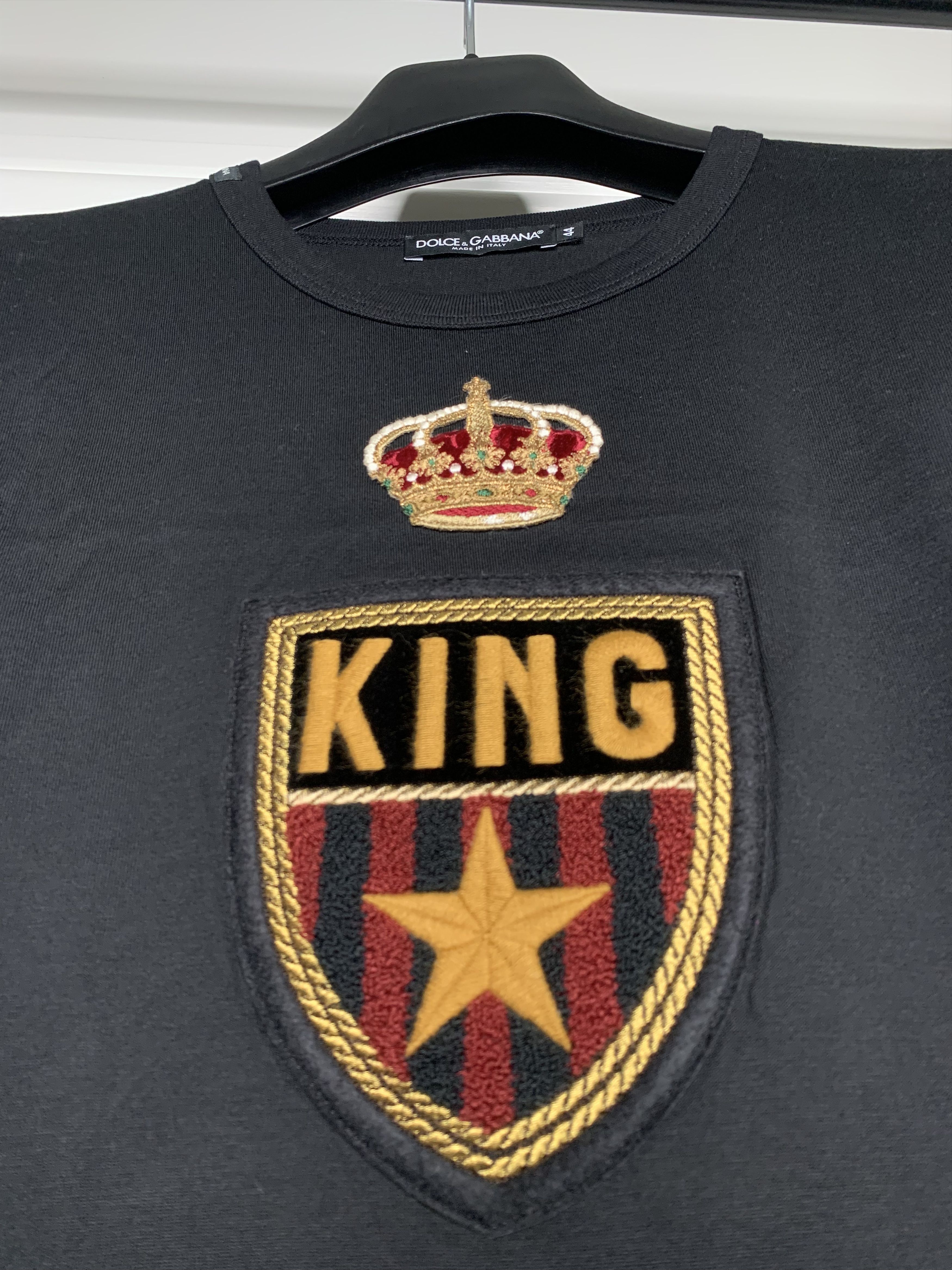 Dolce & Gabbana Dolce&Gabbana Black Calfskin King Crown Patch T-Shirt Size US S / EU 44-46 / 1 - 5 Thumbnail
