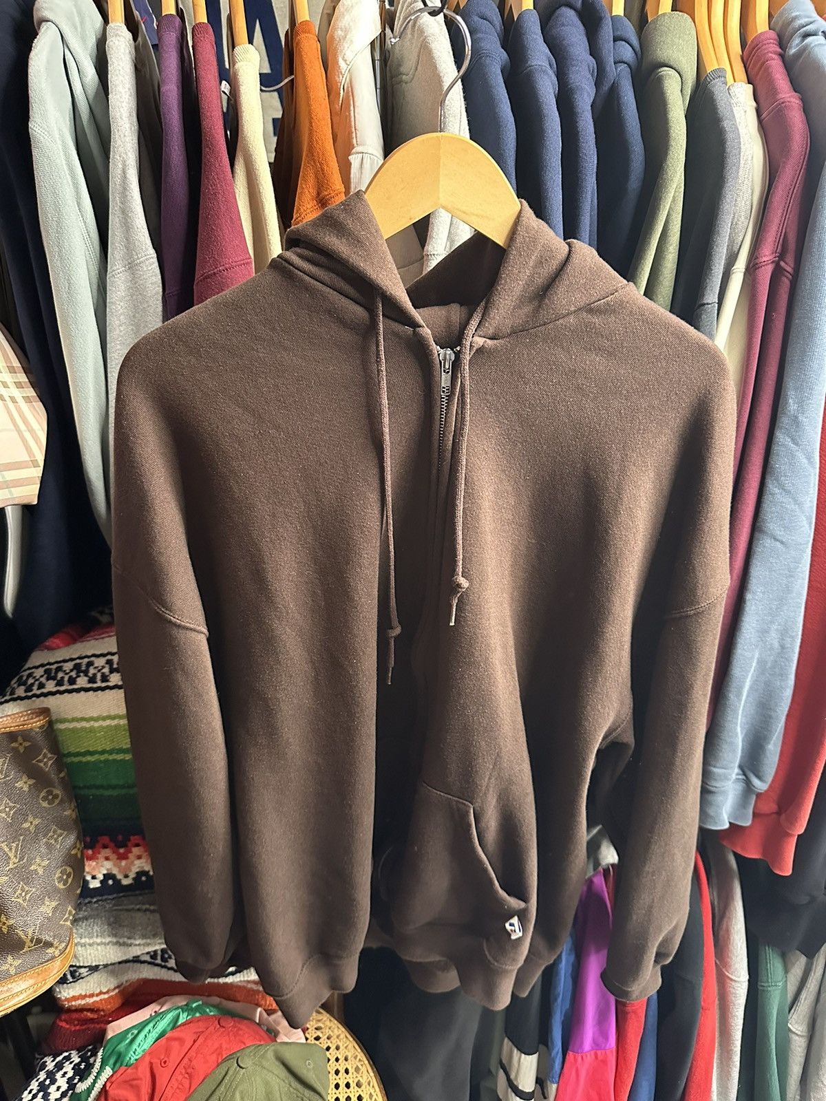 Vintage 90s Brown Russell Athletic Boxy Hoodie