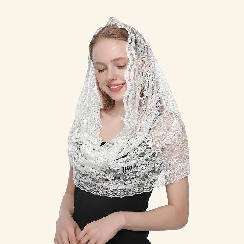 Vintage White Flower Lace Scarf 🌺🧣 Size ONE SIZE - 1 Thumbnail