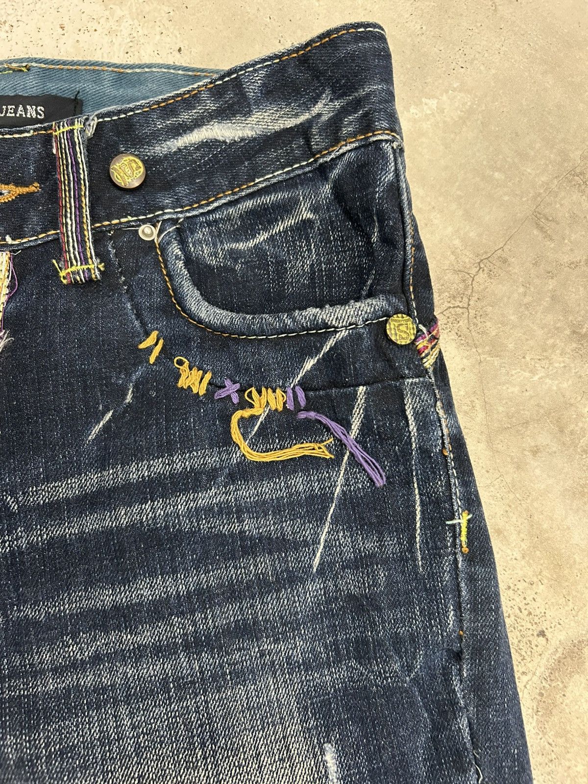 If Six Was Nine Super Flare Swell N Denim Japan Mud Washed Whisker Low Rise Size US 31 - 11 Thumbnail