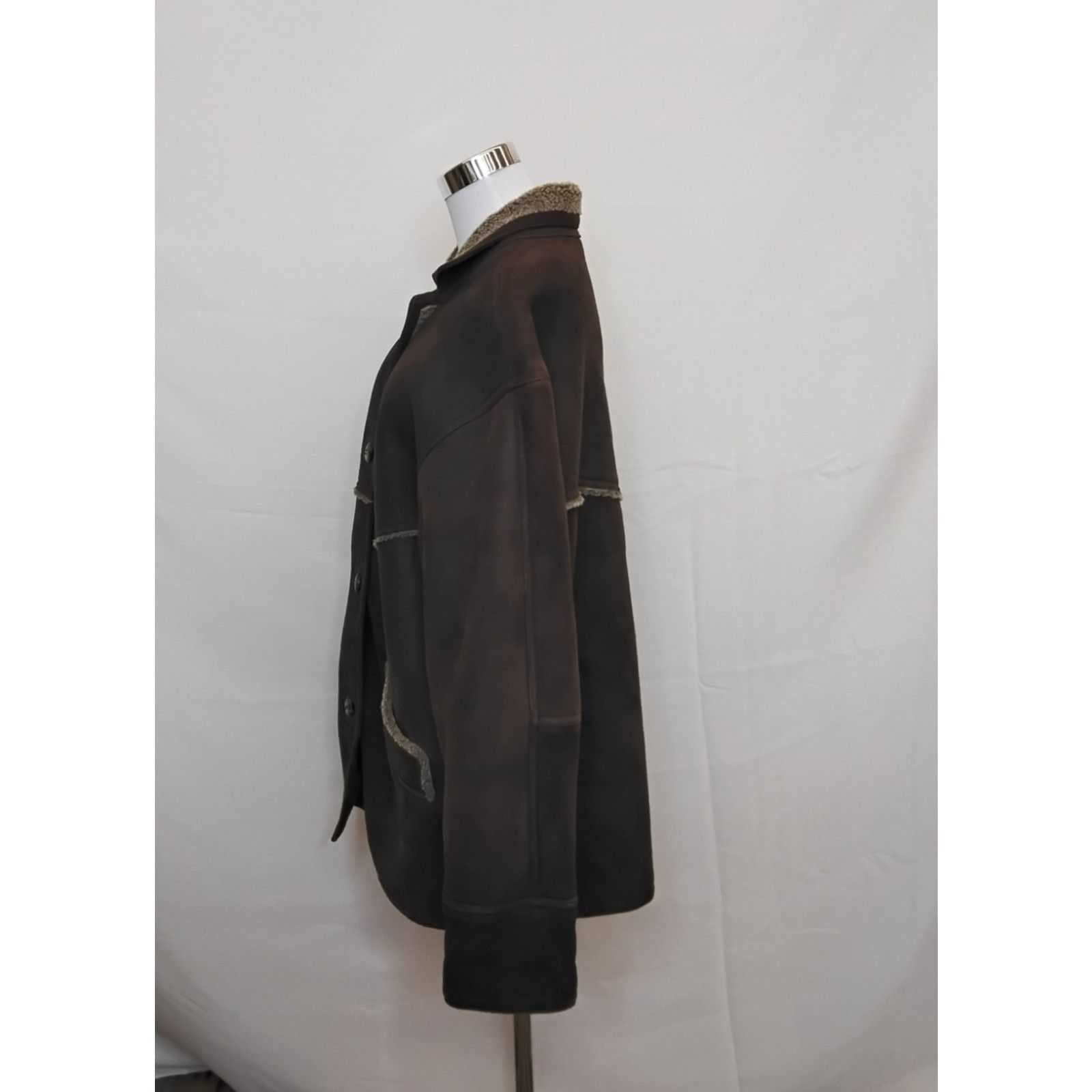 Other Siena Studio Shearling Jacket Women M Brown Suede Sheepskin Size M / US 6-8 / IT 42-44 - 3 Thumbnail