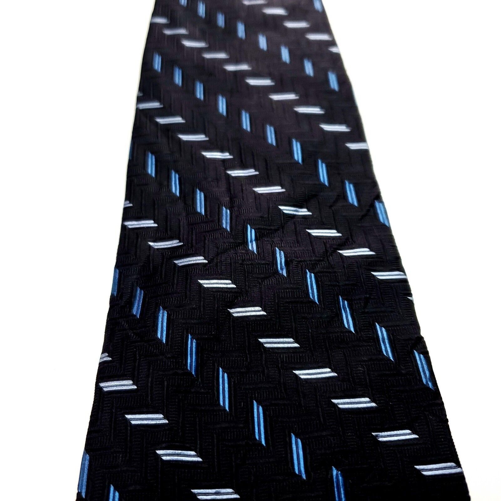 Nautica Nautica Black Silk Tie Woven Geometric Size ONE SIZE - 2 Thumbnail
