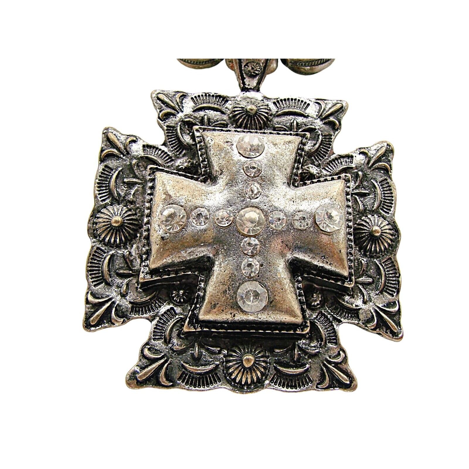 Other × Vintage Maltese Cross Rhinestone Turquoise Stone Necklace ...