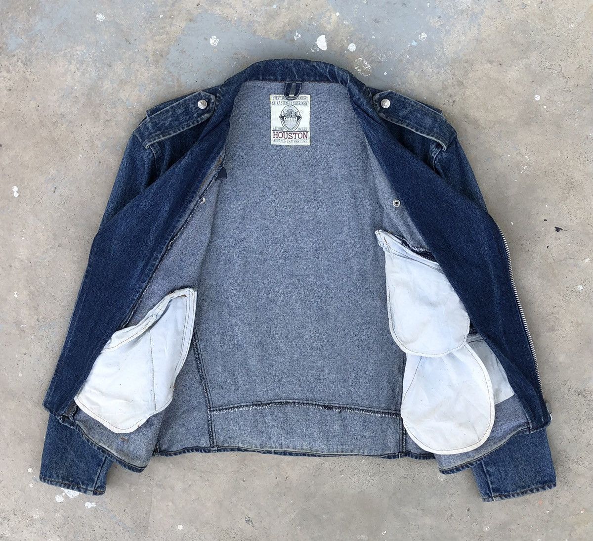 Vintage Vintage Houston Double Collar Riders Motorcycle Denim Jacket Size US M / EU 48-50 / 2 - 22 Thumbnail