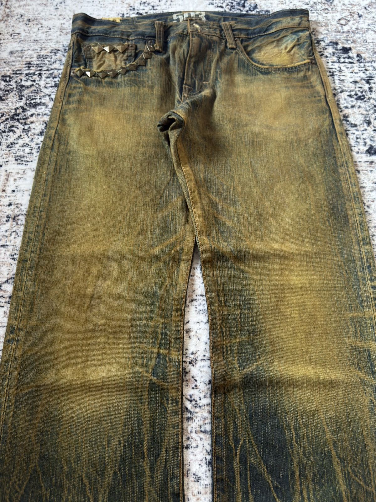 If Six Was Nine EDWIN 503 Muddy Wash Patin Fade Studded Loose Jeans Size US 32 / EU 48 - 3 Thumbnail