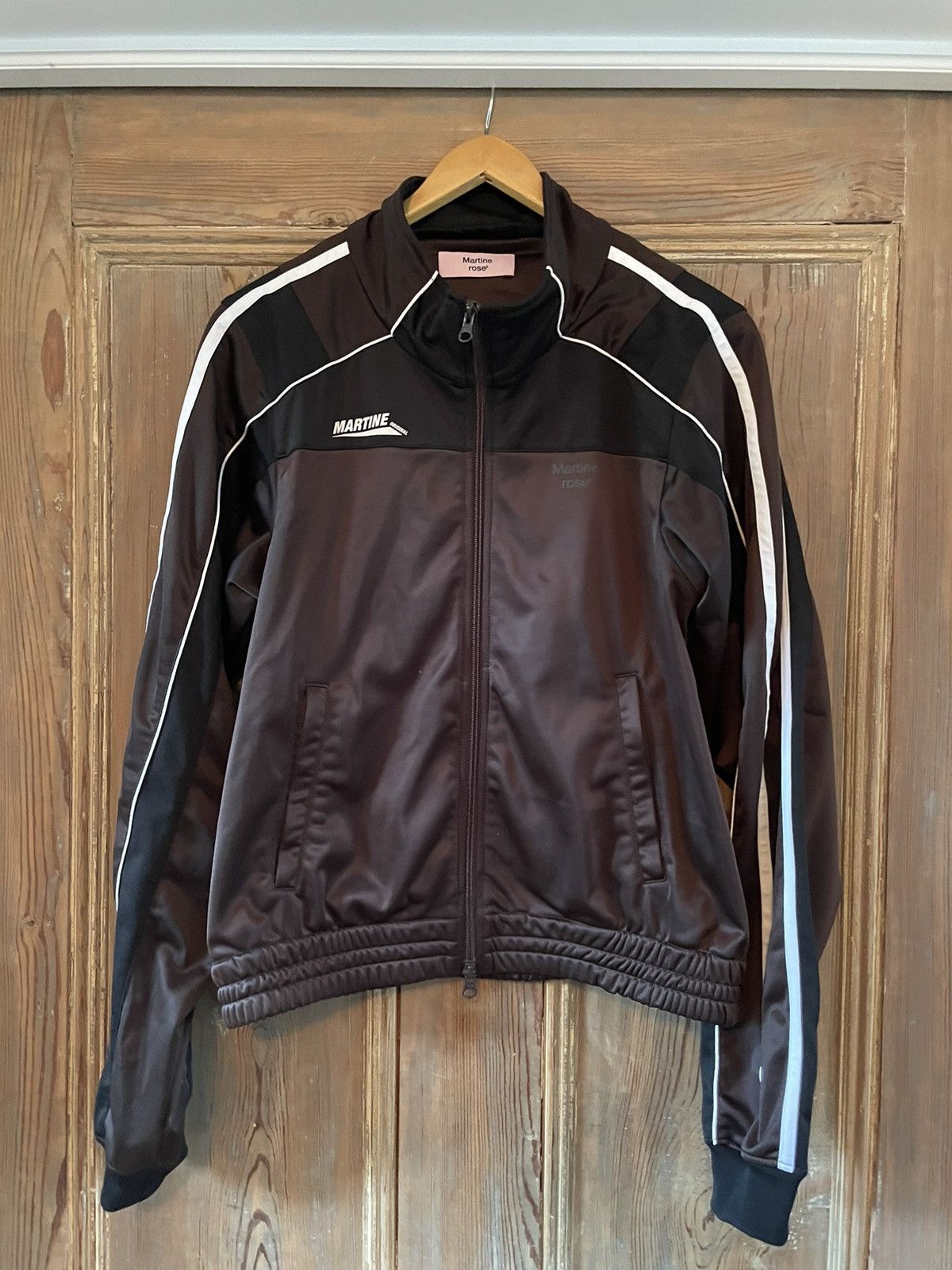 Pre-owned Martine Rose Striped Shrunken Track Jacket In Brown