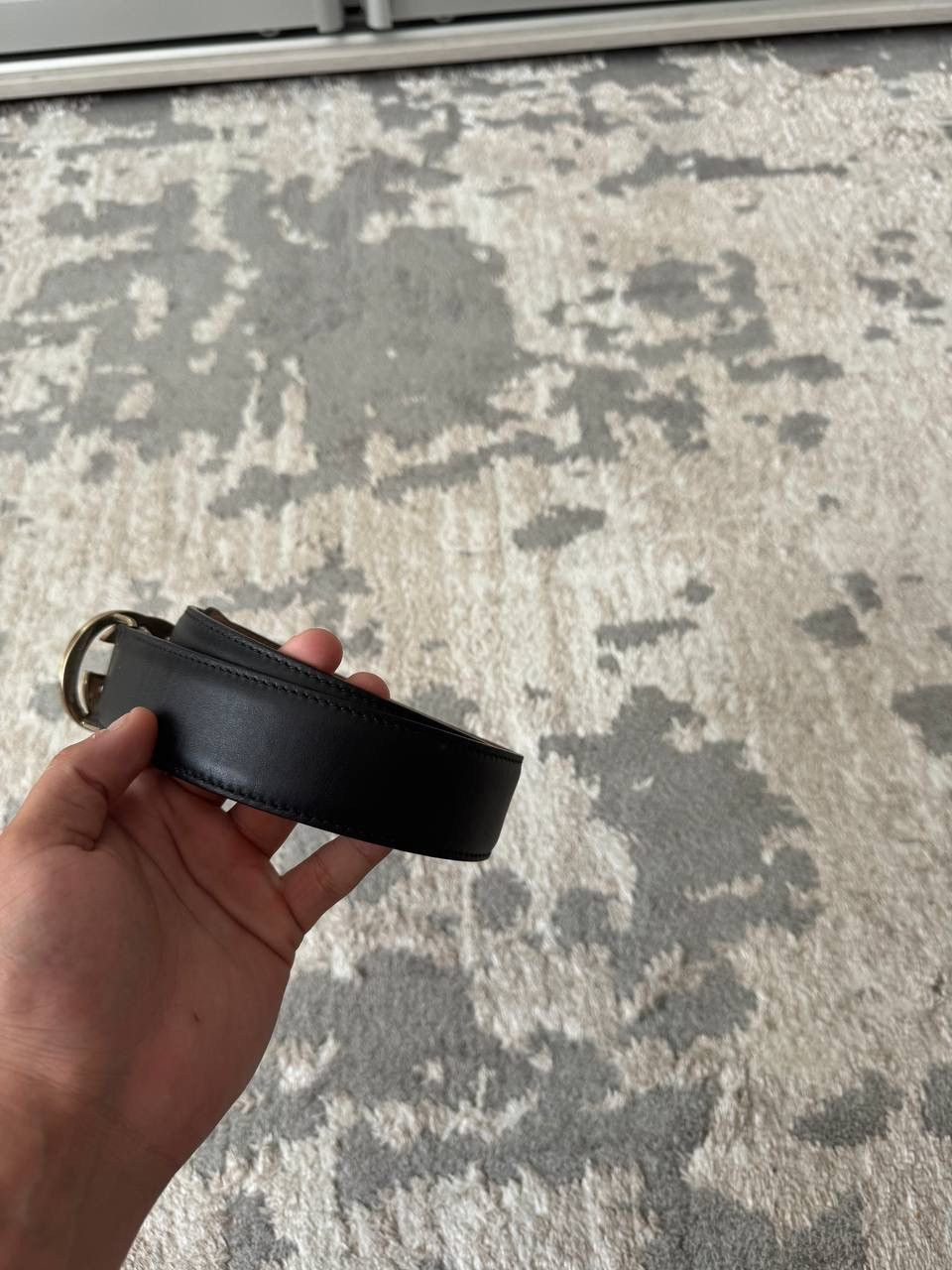 Gucci Gucci Interlocking GG Black Leather Belt Gold Buckle Size ONE SIZE - 2 Thumbnail