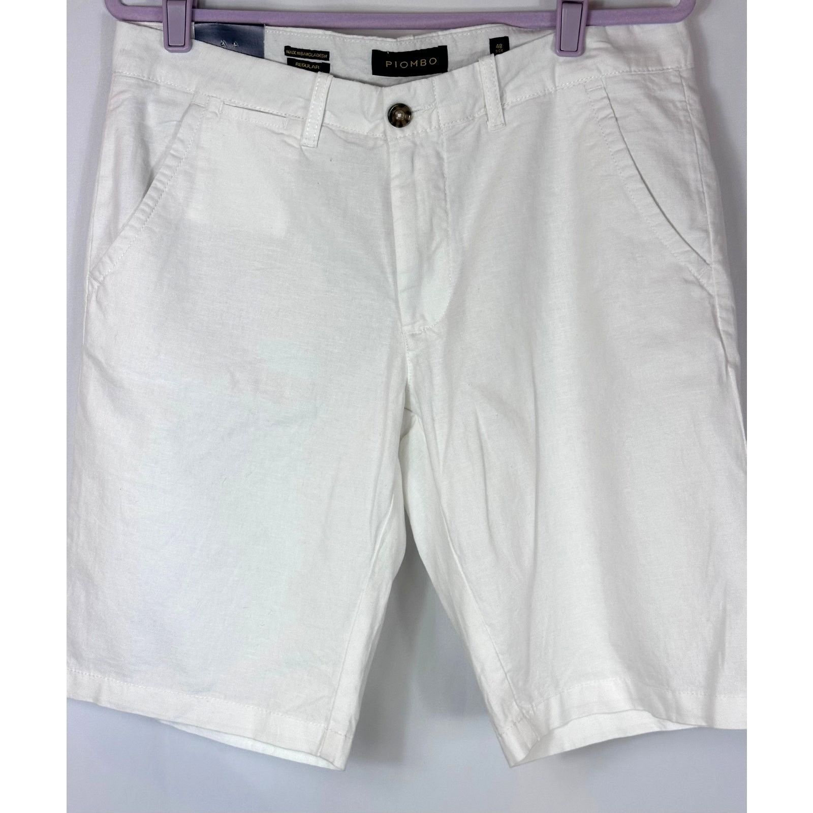 PIOMBO Piombo Stretch Cotton Chino Shorts White L Size US 32 / EU 48 - 6 Thumbnail