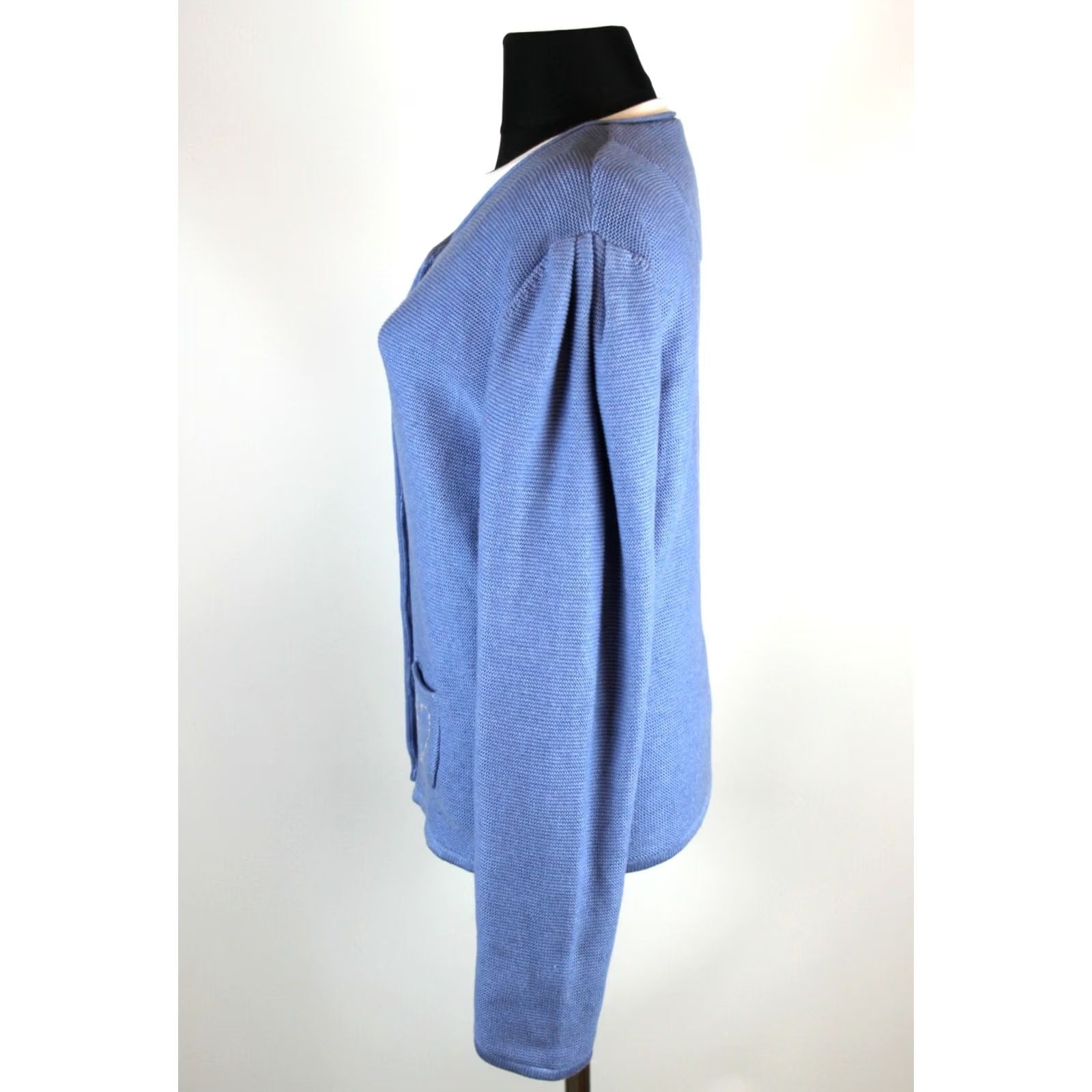 Vintage Stockerpoint Blue Cardigan Shirt Womens 42 Cotton Acrylic 50/50 Vintage Measurements 60cm Size M / US 6-8 / IT 42-44 - 4 Thumbnail