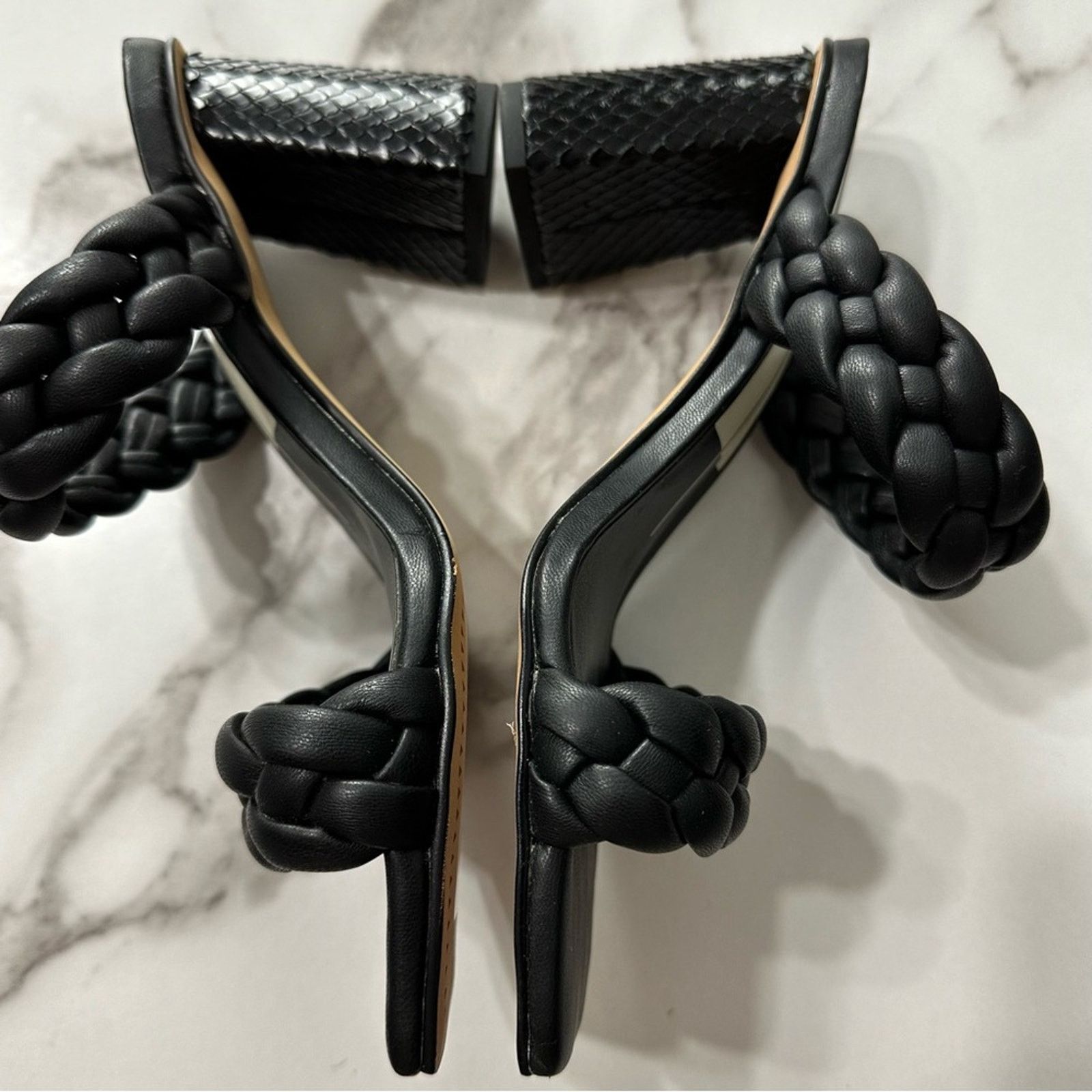 Dolce Vita DOLCE VITA Paily Braided Sandal Heels Sz 6 Black Vaca Party Size US 6.5 / IT 36.5 - 10 Thumbnail