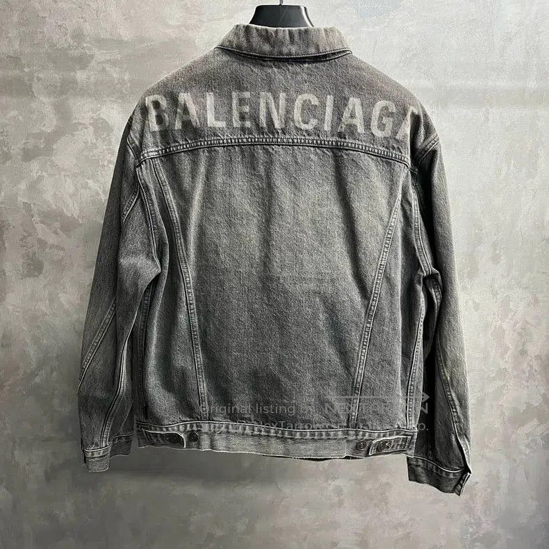 Balenciaga Balenciaga Gray Logo Denim Jacket. Size US XS / EU 42 / 0 - 5 Thumbnail