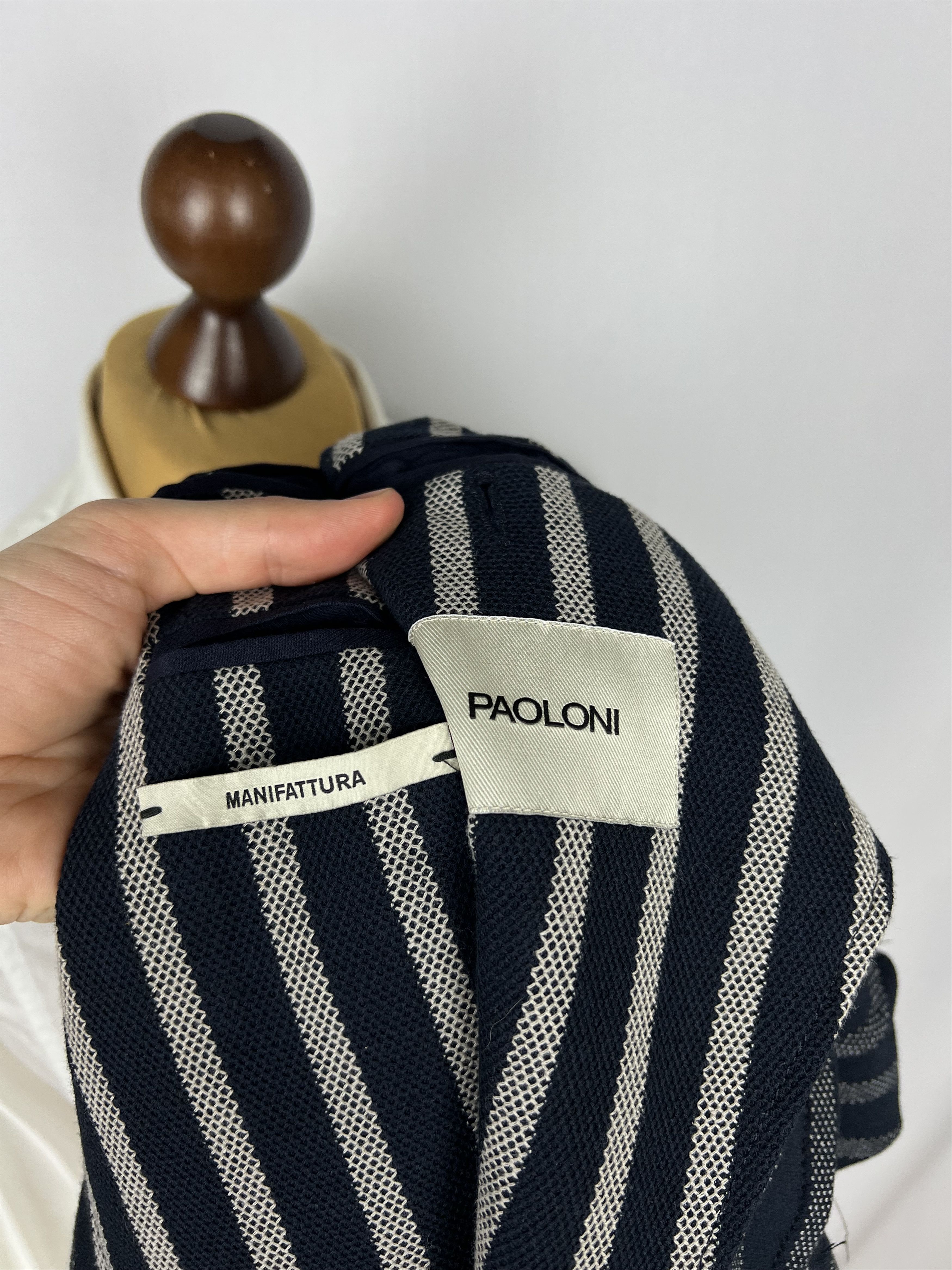 Paoloni Striped Textured Stretch Cotton-Blend Half-Lined Sport Coat Size 40R - 10 Thumbnail