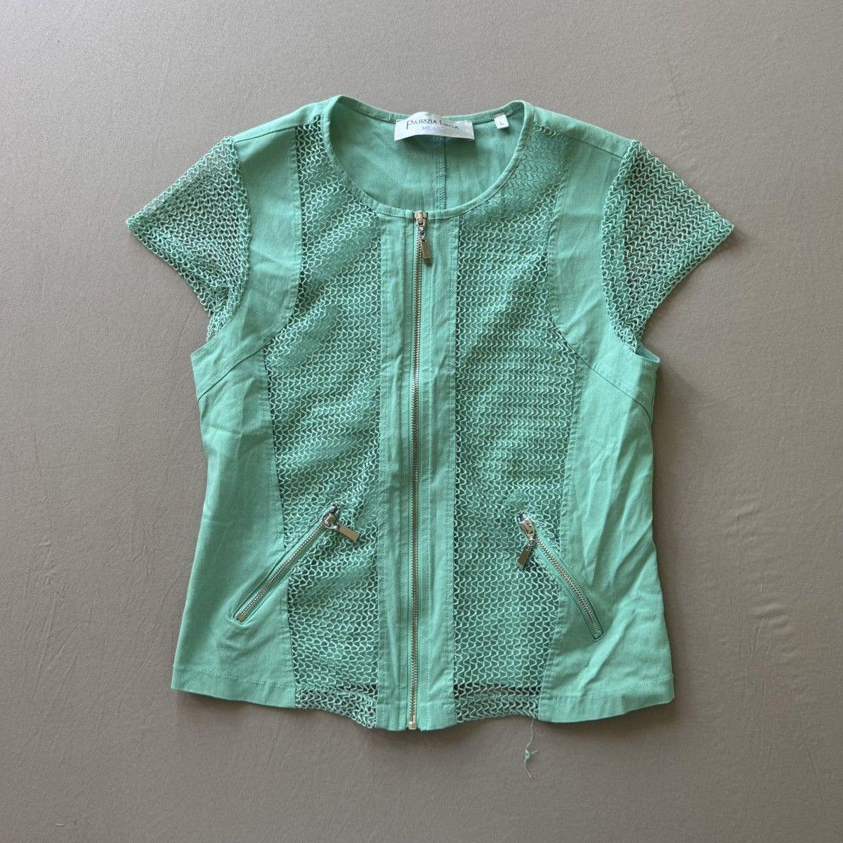 Other Patrizia Luca Milano short sleeve mesh panel zip-up jacket Size L / US 10 / IT 46 - 1 Thumbnail
