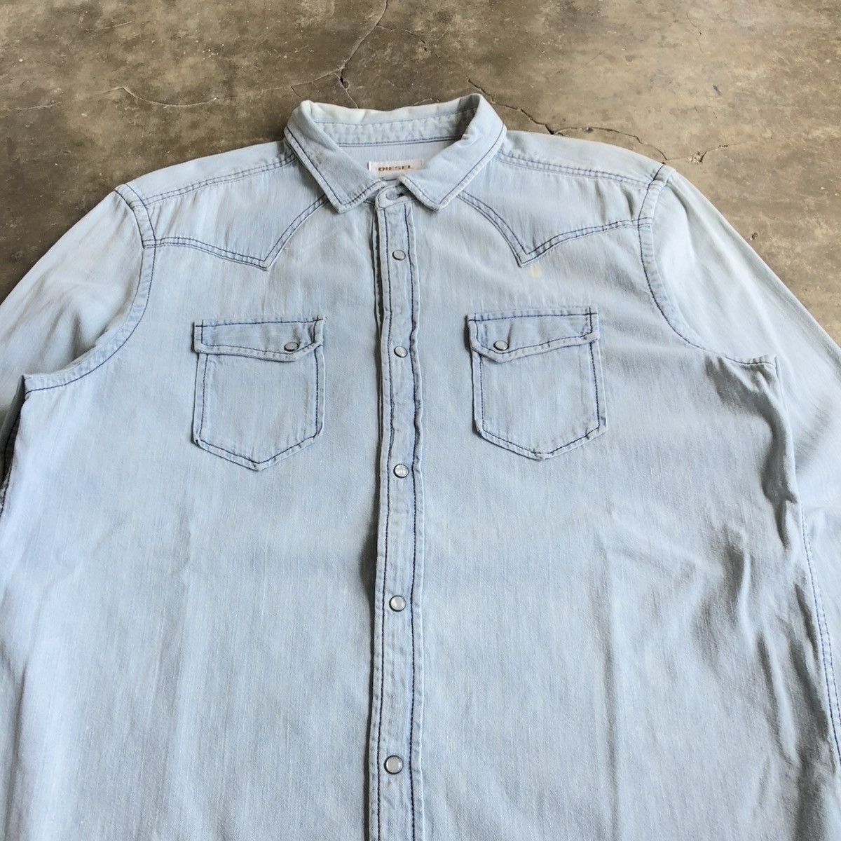 Diesel Vintage Diesel Cowboy Western Shirt Blue Washed Jeans Size US XL / EU 56 / 4 - 4 Thumbnail