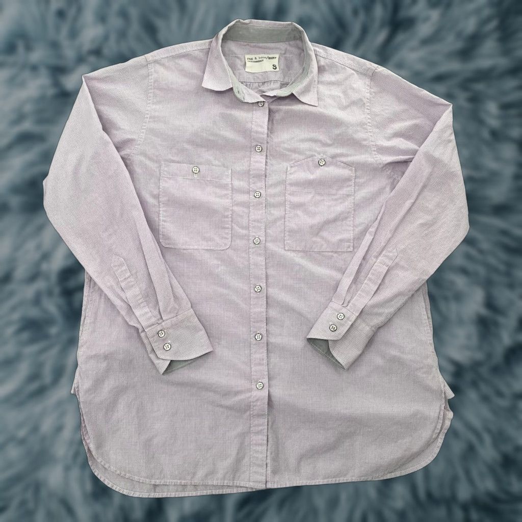 Rag & Bone VINTAGE Rag & Bone Women's Shirt Small Purple Check Long Sleeve Button-Up Pockets Casual Designer Size S / US 4 / IT 40 - 1 Thumbnail