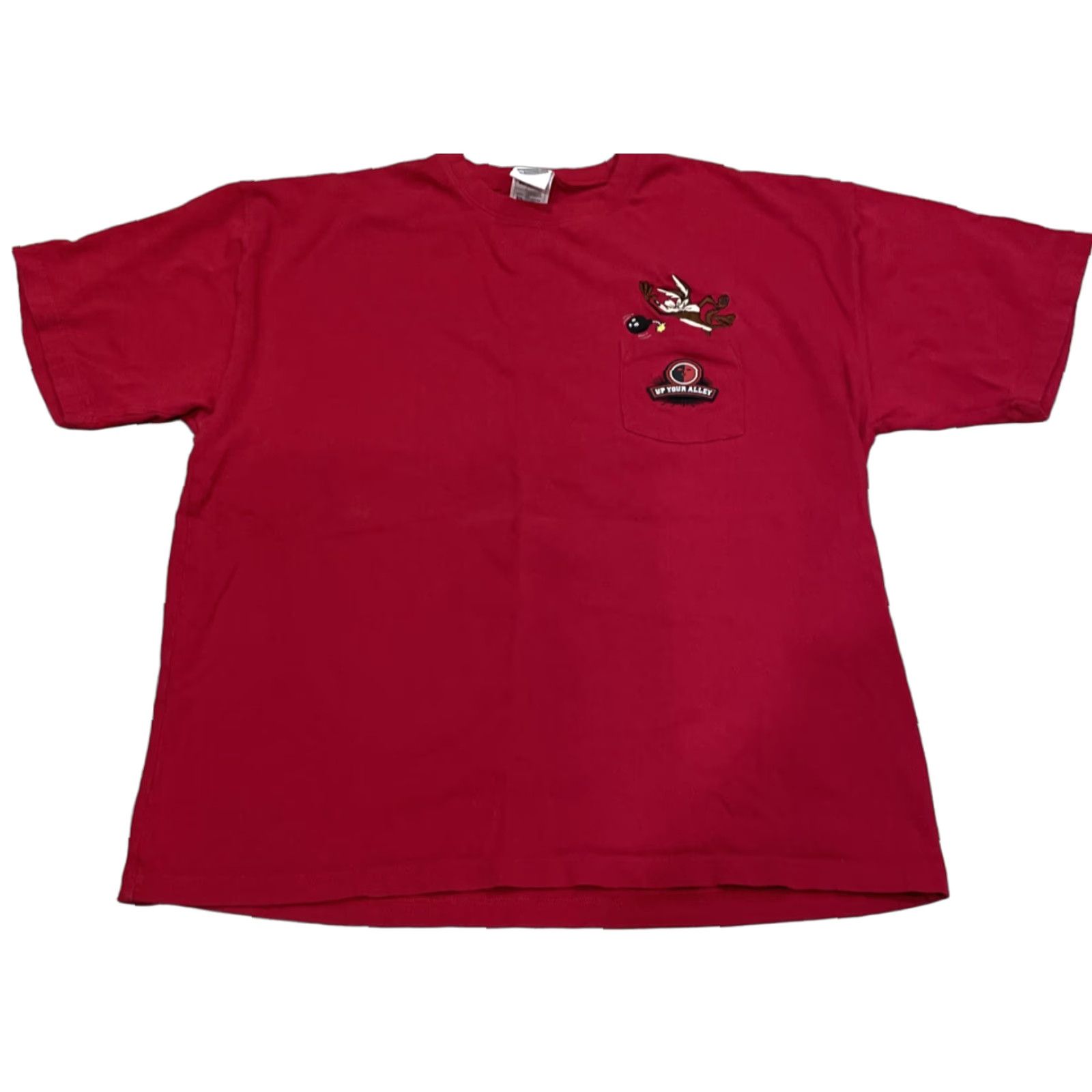 Vintage VINTAGE Warner Bros Wiley Coyote Up Your Alley Embroidered T-Shirt Mens XL Red 90s Strip 90s Theme Cowboys Mens XL Size US XL / EU 56 / 4 - 1 Thumbnail