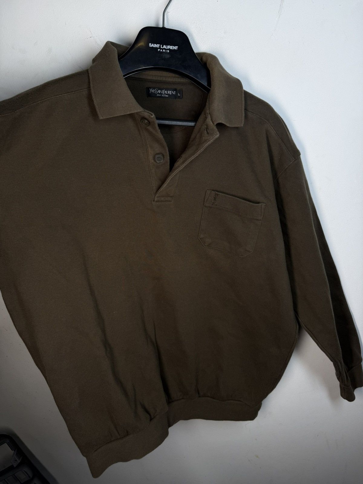 Yves Saint Laurent 90s YSL Sweatshirt 1/4 Olive Vintage Sweater Quarter Zip Size US L / EU 52-54 / 3 - 15 Thumbnail