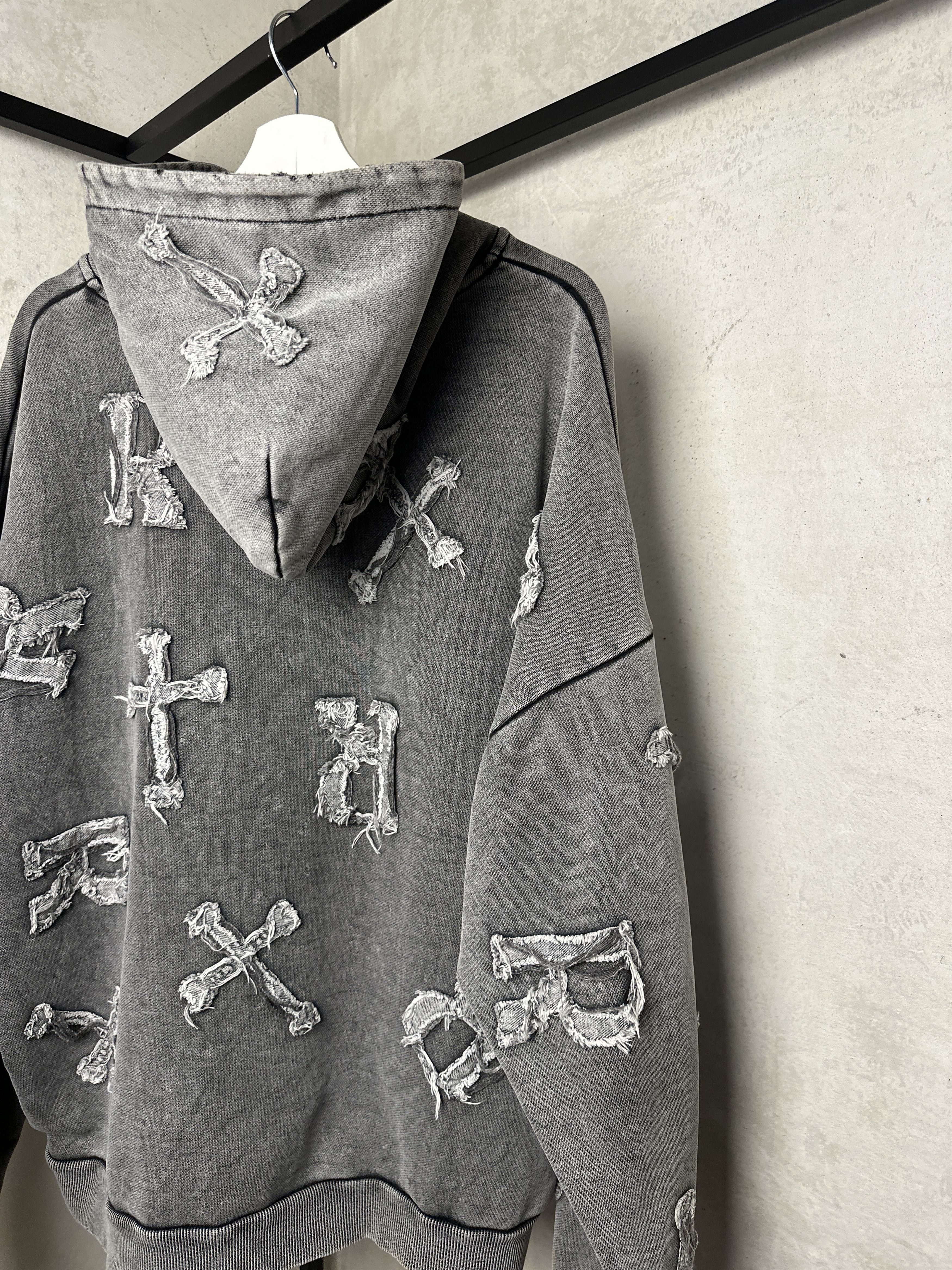 Racer Worldwide RARE Racer Worldwide Patch Cross Washed Grey Hoodie Size US XL / EU 56 / 4 - 8 Thumbnail
