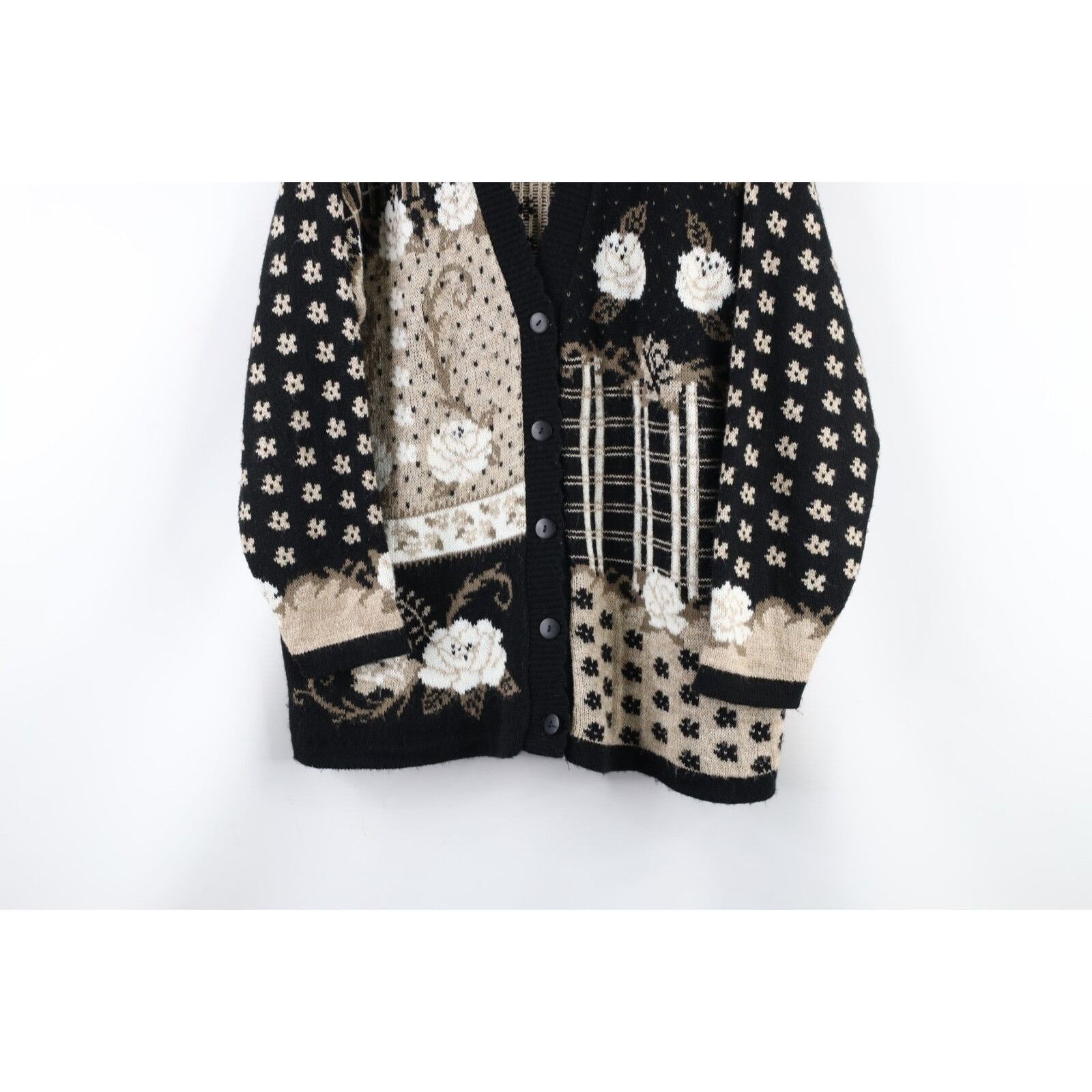 Vintage Vintage 90s Streetwear Flower Knit Cardigan Sweater Size S / US 4 / IT 40 - 3 Thumbnail