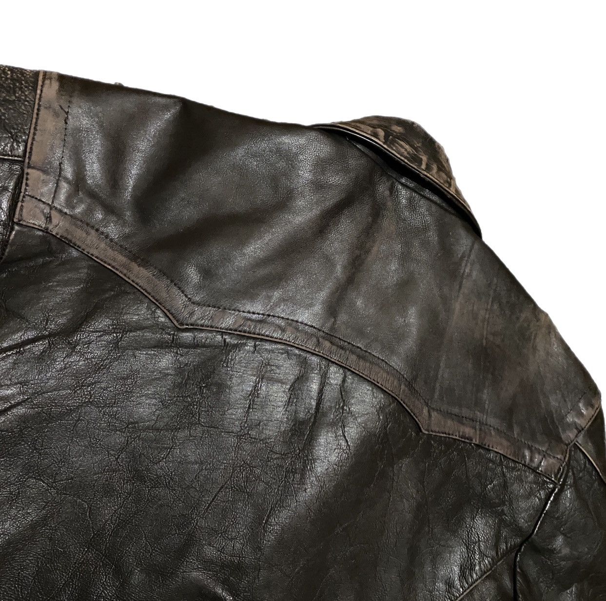 Vintage Retro style 50s Motorcycle Distressed Leather Biker Jacket Size US XL / EU 56 / 4 - 10 Thumbnail
