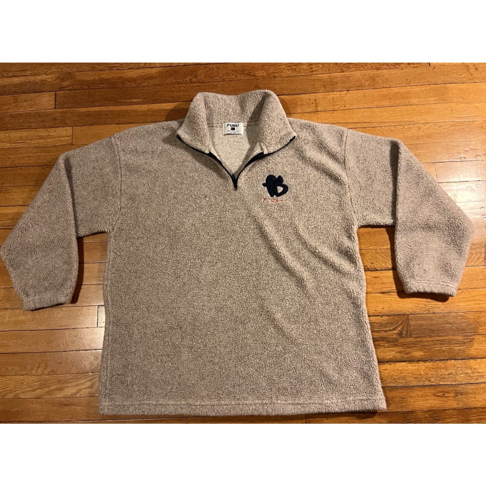 Fubu VINTAGE FUBU Sweatshirt 1/4 Zip Crew Neck Long Sleeve XL Beige Men’s Regular US Made 90s Style Logo Pullover Size US XL / EU 56 / 4 - 5 Thumbnail