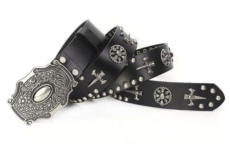 Japanese Brand × Vintage Avant garde punk rock rivet studded buckle leather belt Size ONE SIZE - 5 Thumbnail