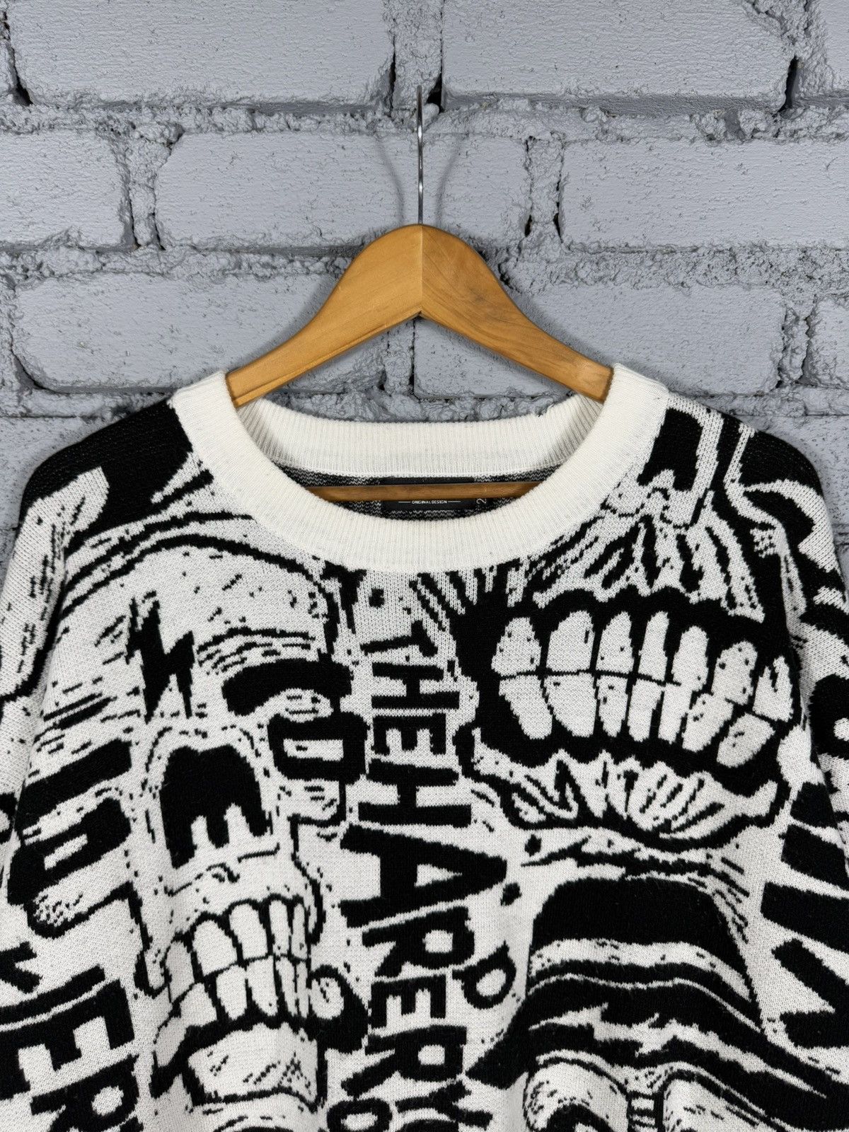 Japanese Brand RARE ! Skeleton Skullpile Anarchy Punk Knitwear Size US XL / EU 56 / 4 - 4 Thumbnail