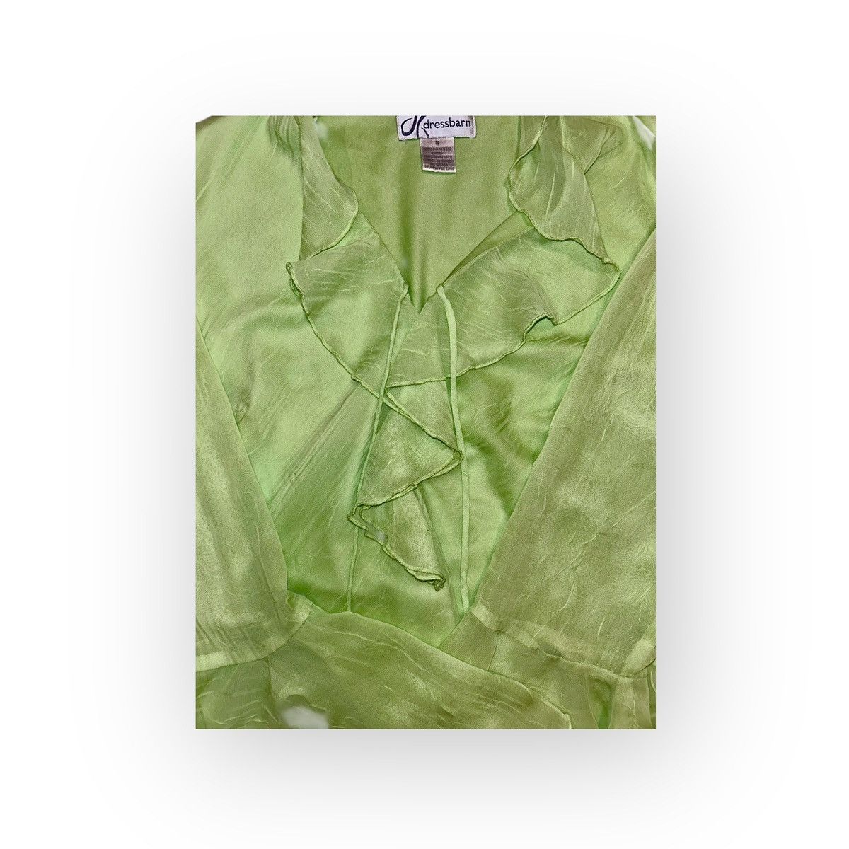 Other Vintage Dressbarn Y2K Lime Green Sheer Ruffle Blouse Size S / US 4 / IT 40 - 5 Thumbnail