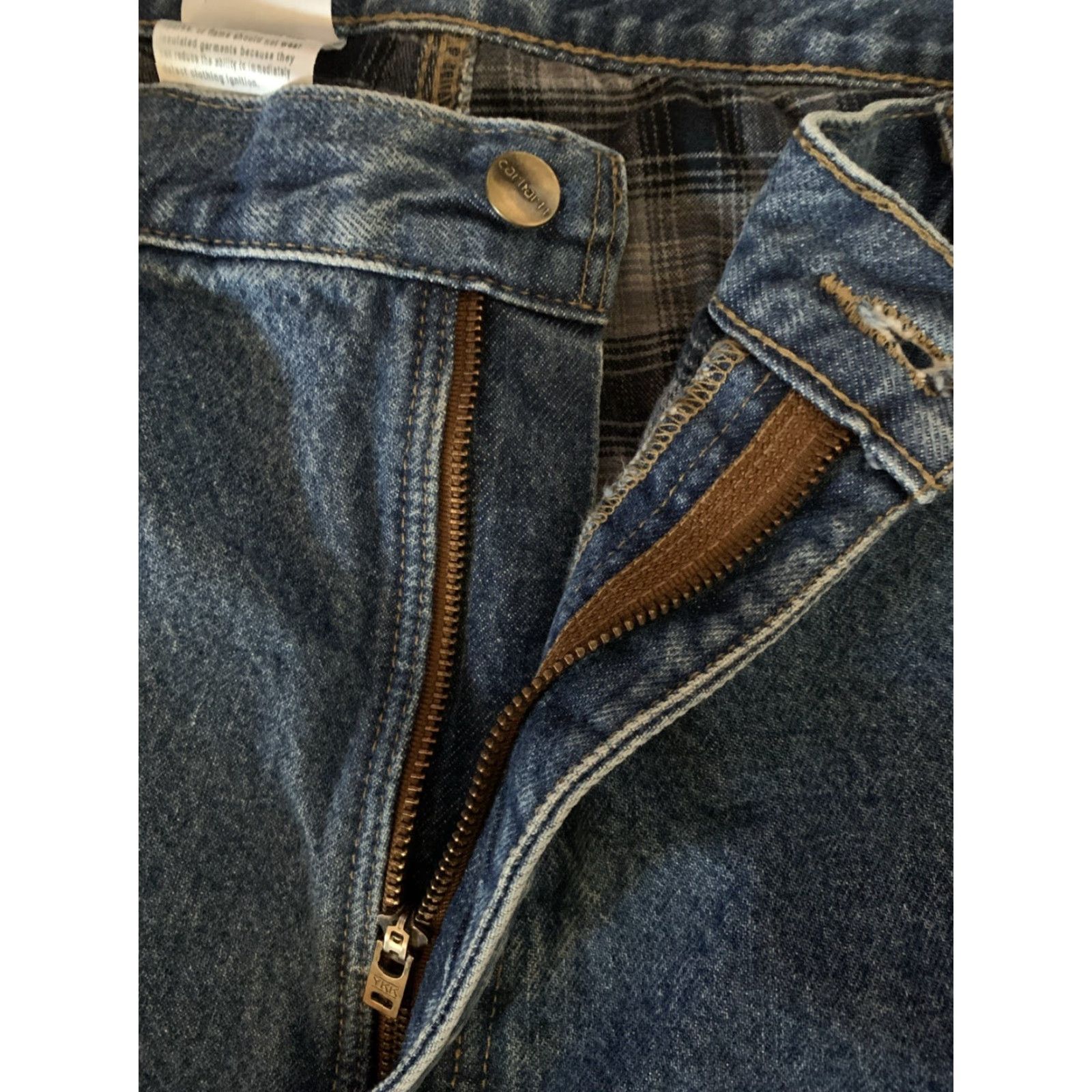 Carhartt Carhartt Jeans Mens 42x32 Blue Denim Straight Relaxed Lined Workwear Pants Size US 42 / EU 58 - 5 Thumbnail