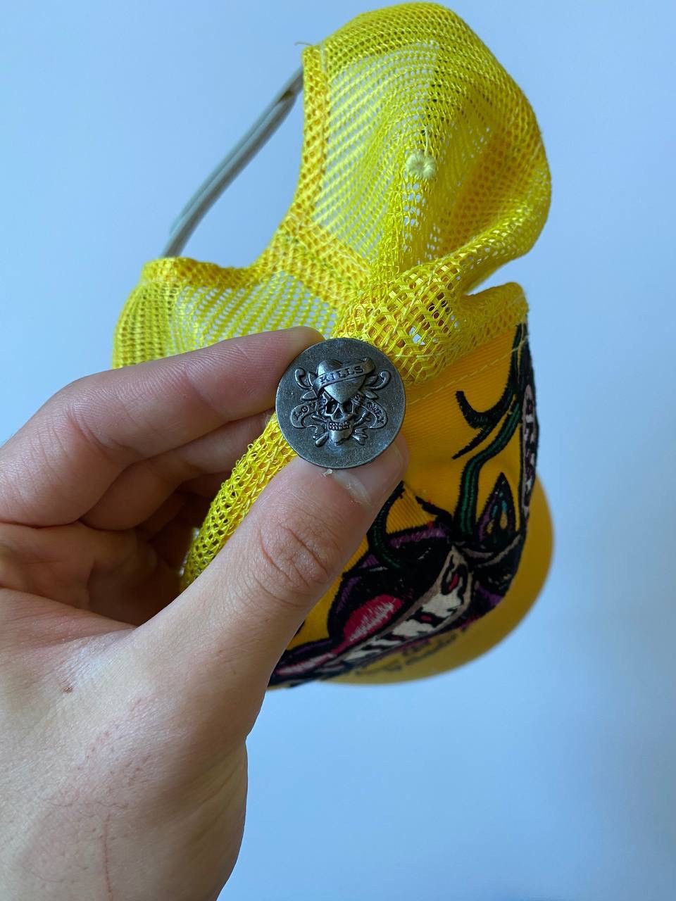 Christian Audigier Vintage Y2K ED Hardy skull yellow cap Size ONE SIZE - 4 Thumbnail