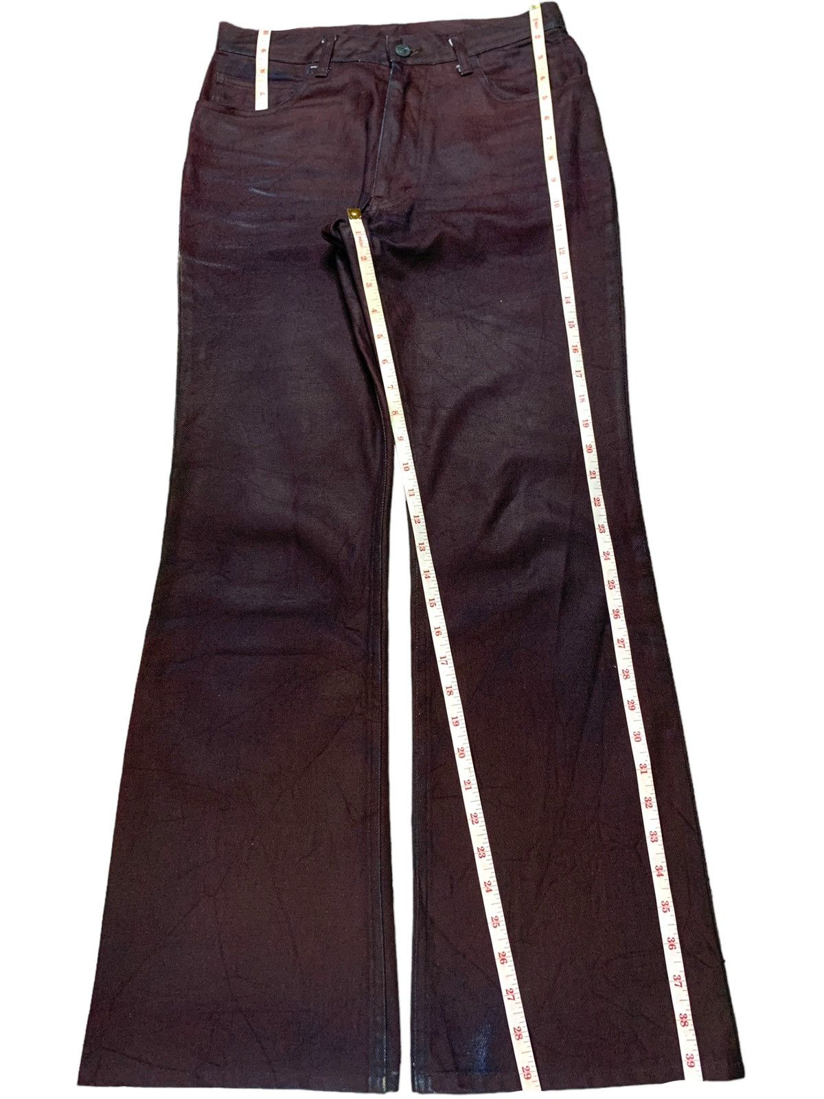 Or Glory Vintage Japanese Or Glory Waxed Leather Style Flared Jeans Size US 28 / EU 44 - 14 Thumbnail