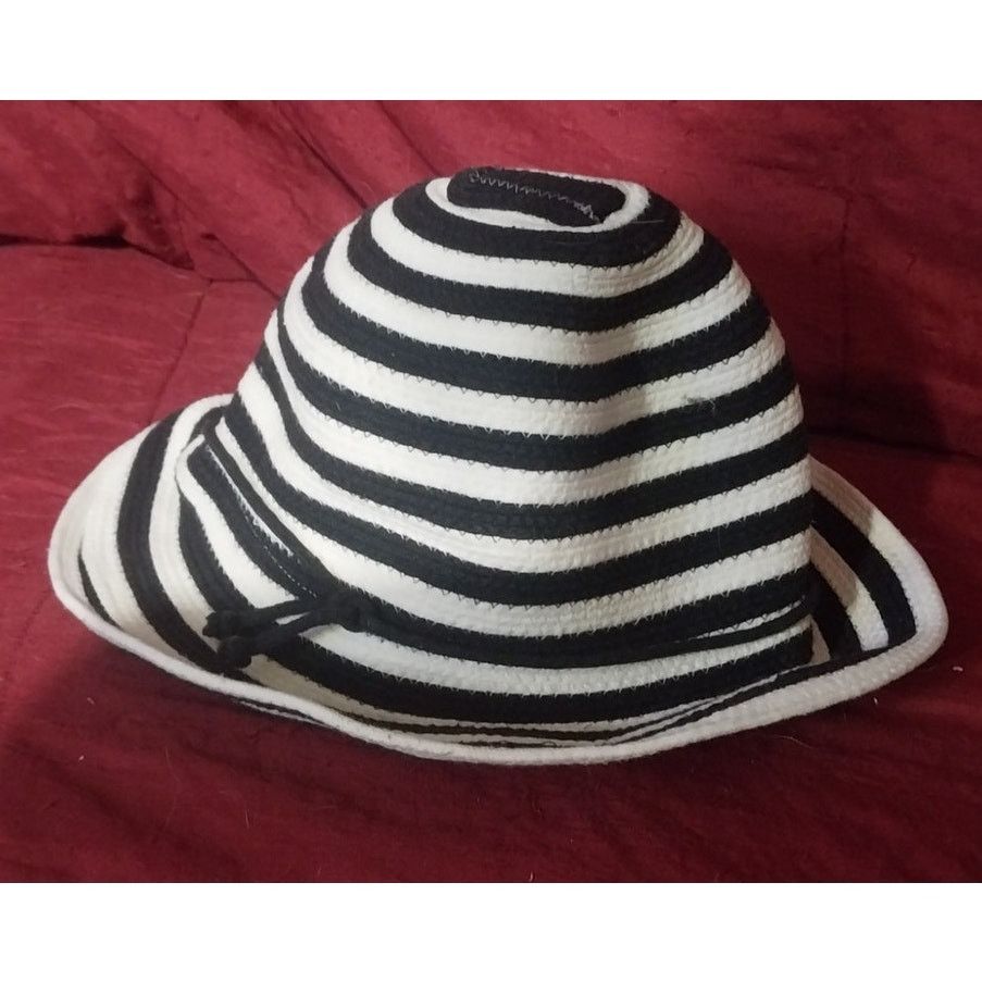 Other Jaclyn Smith Women's Striped Sun Hat Black White Wide Brim Size ONE SIZE - 1 Thumbnail