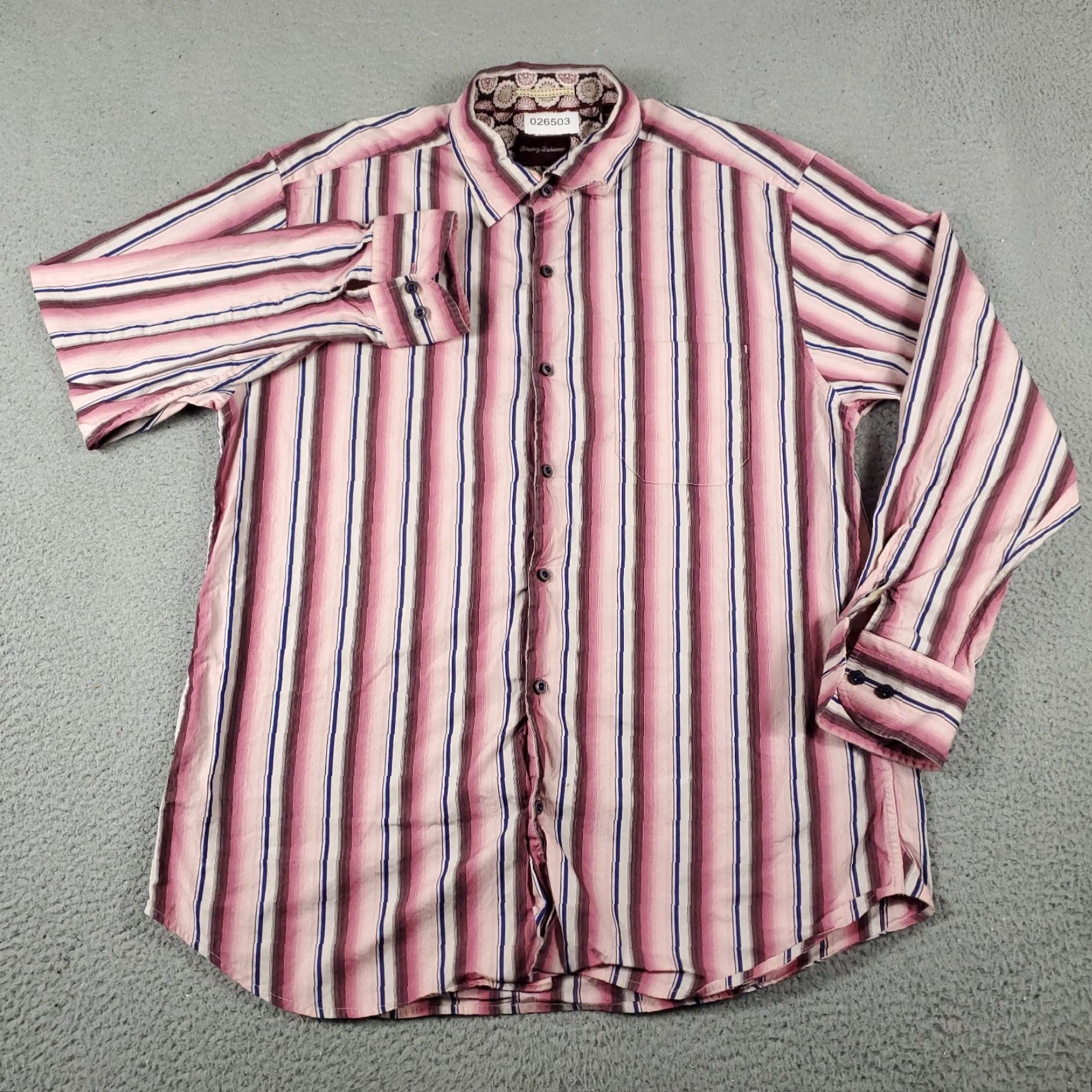 Tommy Bahama Tommy Bahama Shirt Mens Large Burgundy Striped Button-Up Long Sleeve Casual Button-Up Shirt Men L Burgundy Striped Collection Size US L / EU 52-54 / 3 - 2 Thumbnail