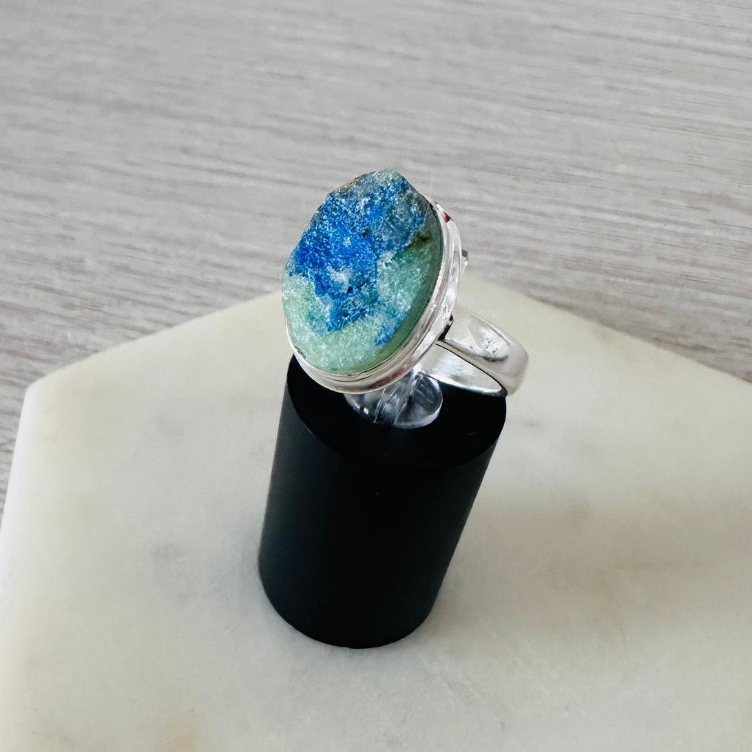 The Unbranded Brand Azurite Rough 925 Sterling Silver Ring Size 7.5 Size ONE SIZE - 6 Thumbnail