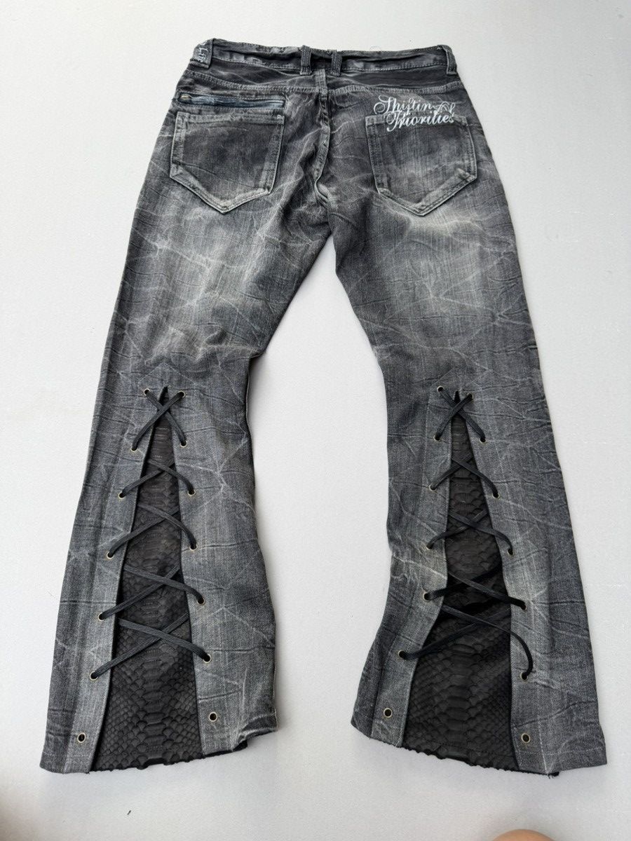 Japanese Brand Wild Life lace up flare jeans Size US 30 / EU 46 - 4 Thumbnail