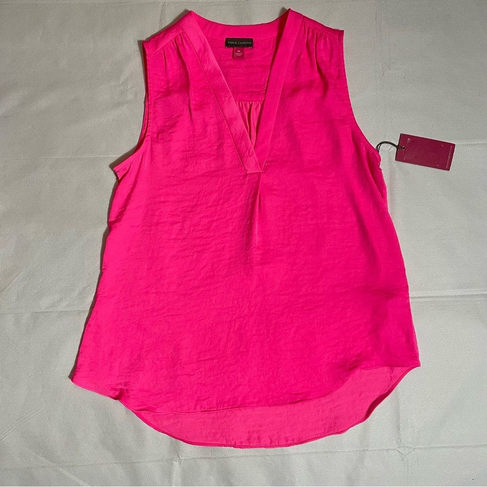 Vince Camuto NWT New Vince Camuto Pink Rumpled Satin Sleeveless Blouse S Size XS / US 0-2 / IT 36-38 - 5 Thumbnail