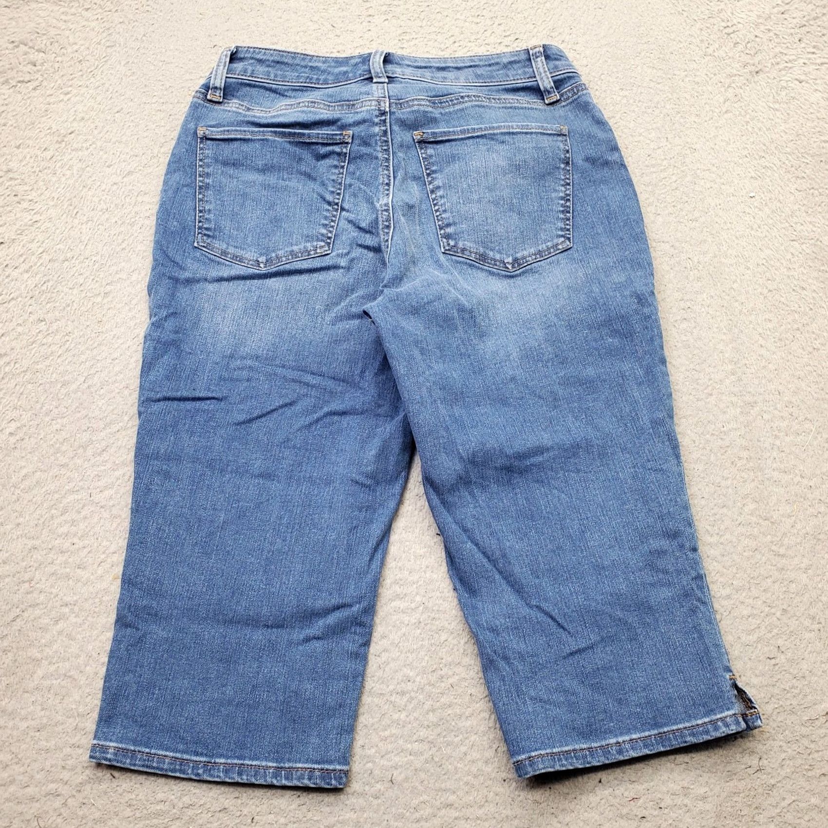Talbots Talbots Pedal Pusher Curvy Cropped Jeans Womens Size 4P Blue Denim Ankle Slit Straight Size 27" / US 4 / IT 40 - 2 Thumbnail