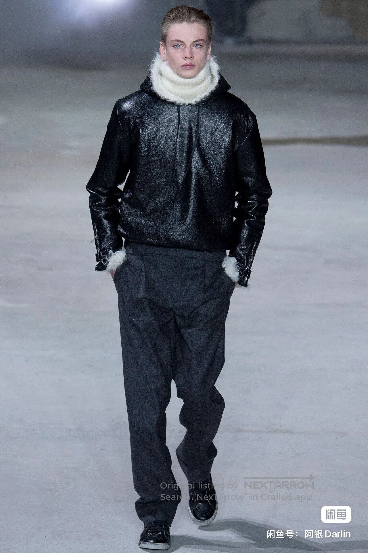 Saint Laurent Paris Saint Laurent Black Leather Hooded Sweatshirt. Size US S / EU 44-46 / 1 - 6 Thumbnail