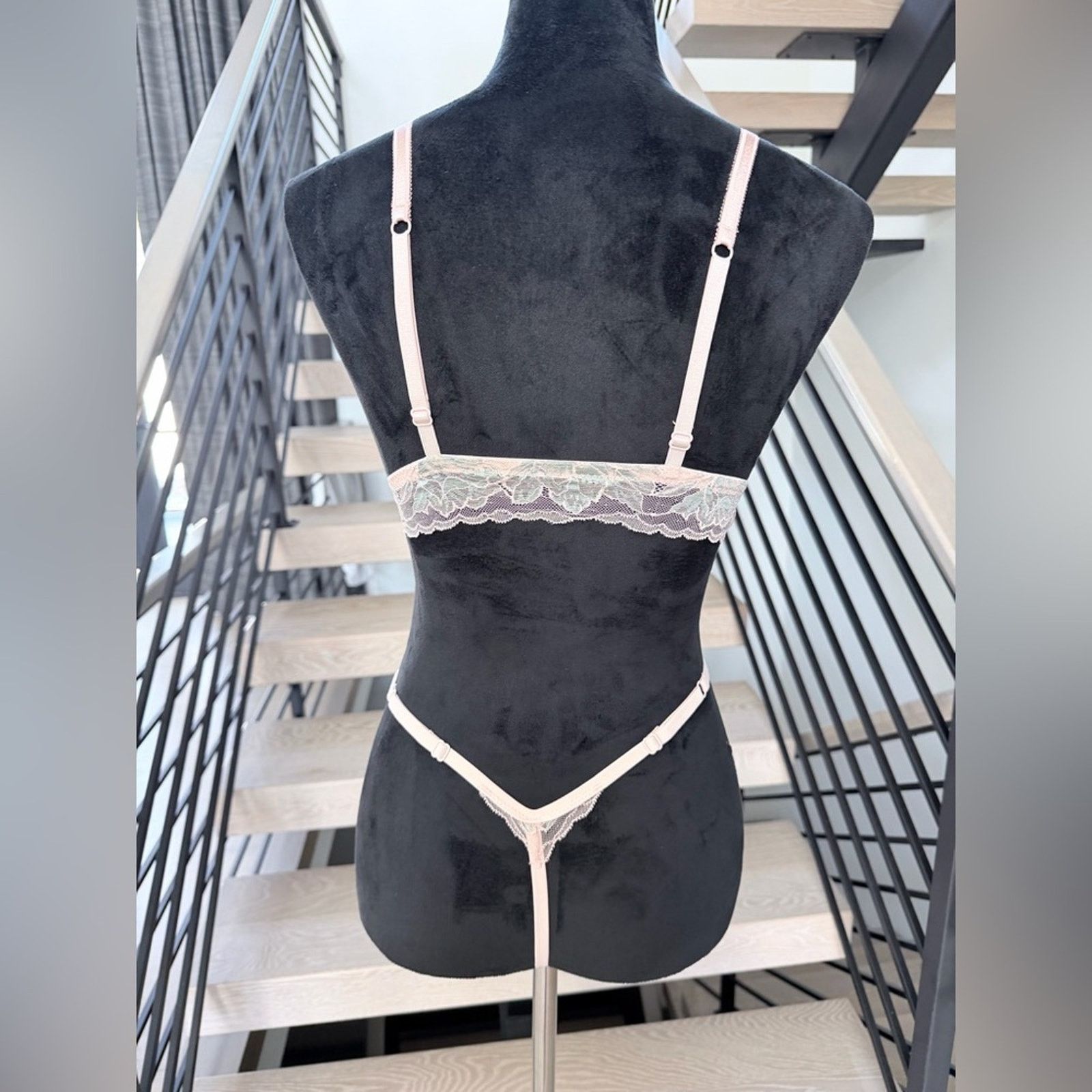Other Sheer Floral Lace Triangle Bra & Thong Set - Blush size S Size ONE SIZE - 7 Thumbnail