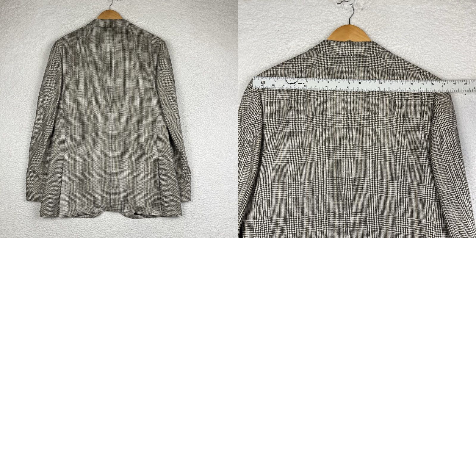 J.Crew J.CREW Sport Coat Blazer - Men 39R Beige Linen Silk Tweed Plaid Glen Check Regular Notch Lapel Two-Button Glen Plaid Casual Sport Coat Size 40R - 8 Thumbnail