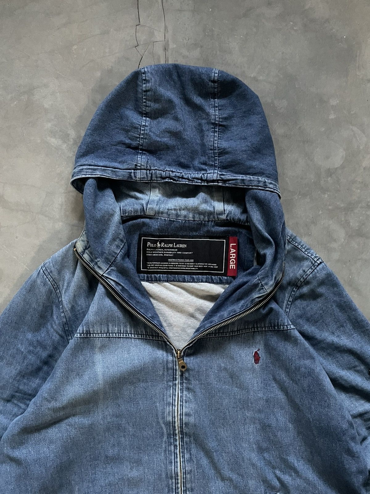Polo Ralph Lauren Polo Ralph Lauren Active Hoodie Denim Jacket Distressed Size US XL / EU 56 / 4 - 9 Thumbnail