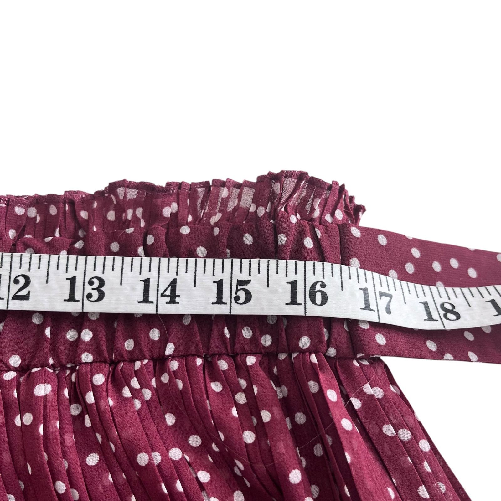 Zara Zara Burgundy Red Polka Dot Print Pleated Maxi Skirt Size 32" / US 10 / IT 46 - 9 Thumbnail