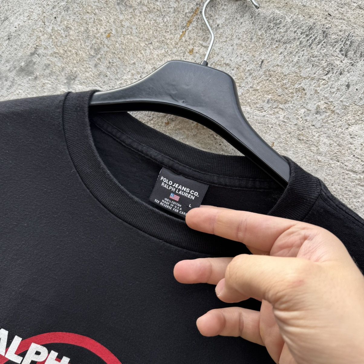 Polo Ralph Lauren Polo Jeans Ralph Lauren Black Logo Tshirt Made in USA L Size US XL / EU 56 / 4 - 5 Thumbnail