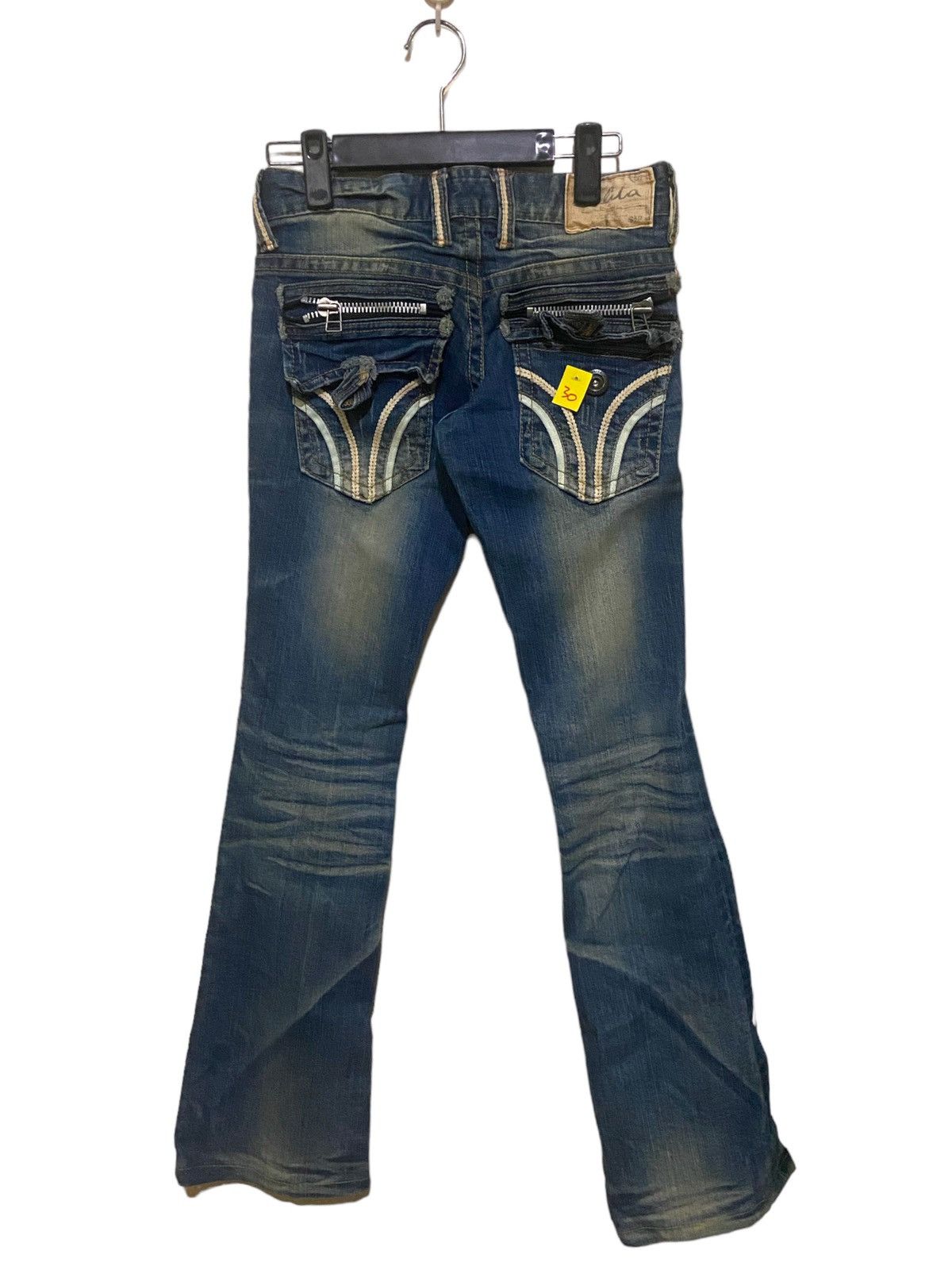 image of Lolita Jeans X Yoshitomo Nara Mudwash Flared Jeans in Blue, Women's (Size 29)