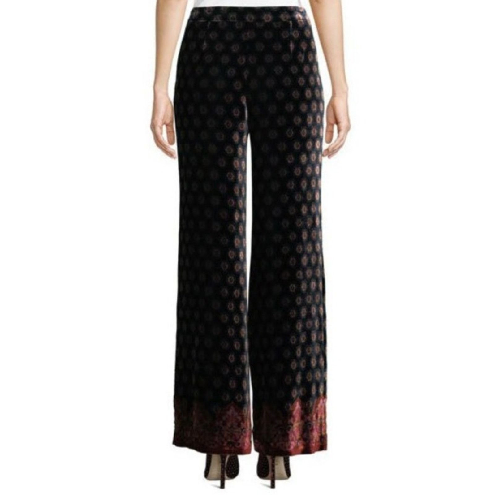 Trina Turk Trina Turk Palazzo Flare Damask Jacquard Velvet Print Pant Size 24" / US 00 / IT 34 - 3 Thumbnail
