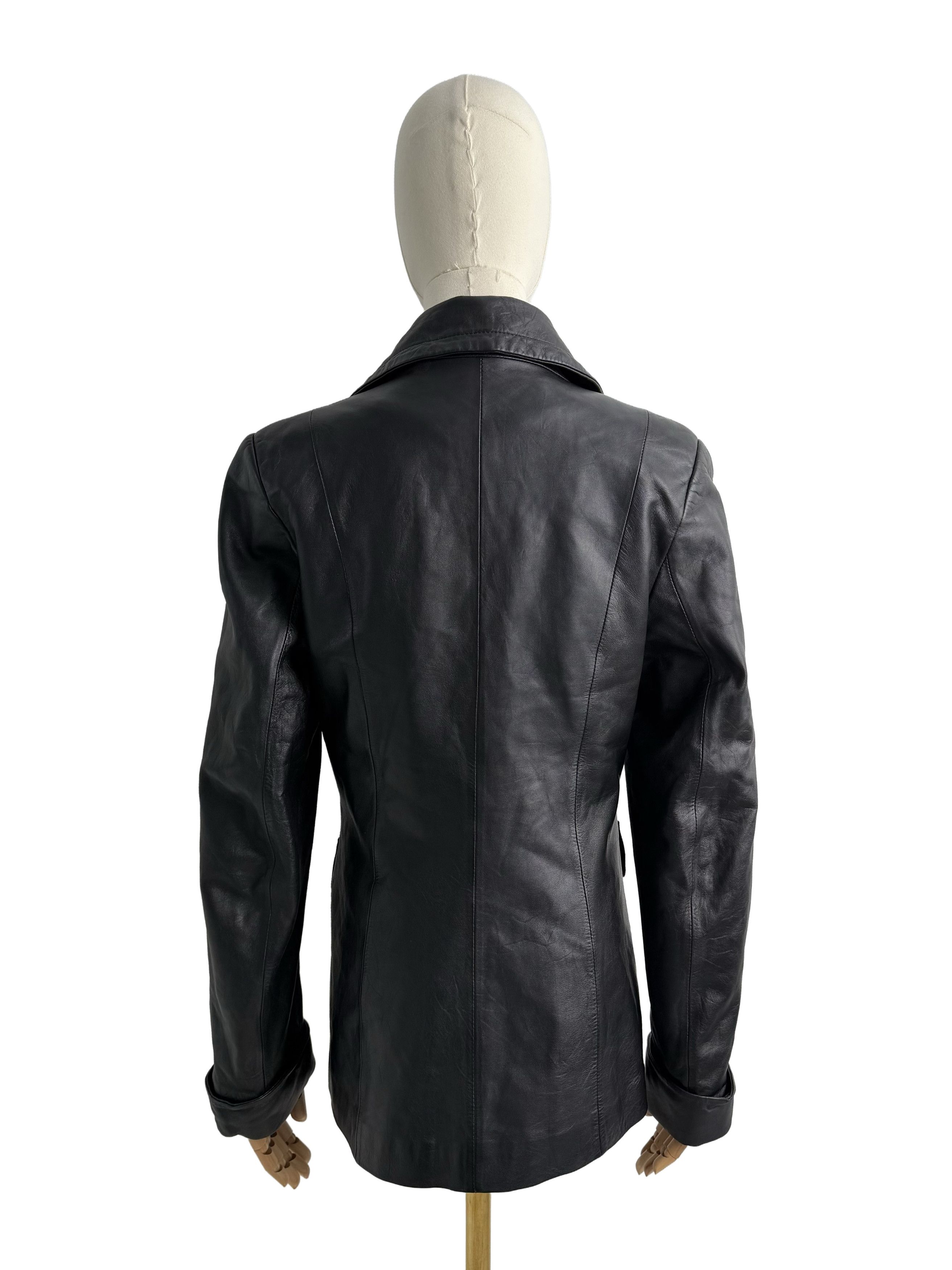 Vintage Vintage Leather Blazer Jacket Tailored Button Up Classic Size M / US 6-8 / IT 42-44 - 4 Thumbnail