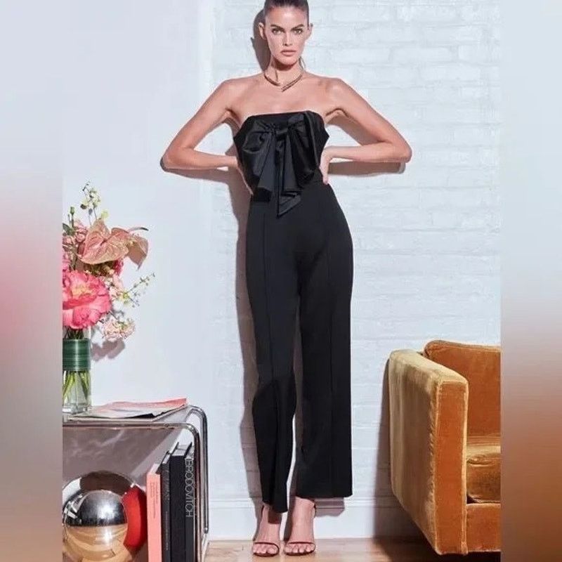 Fleur du Mal Fleur du Mal Bow Tie Jumpsuit black wool size 2 Size 26" / US 2 / IT 38 - 13 Thumbnail