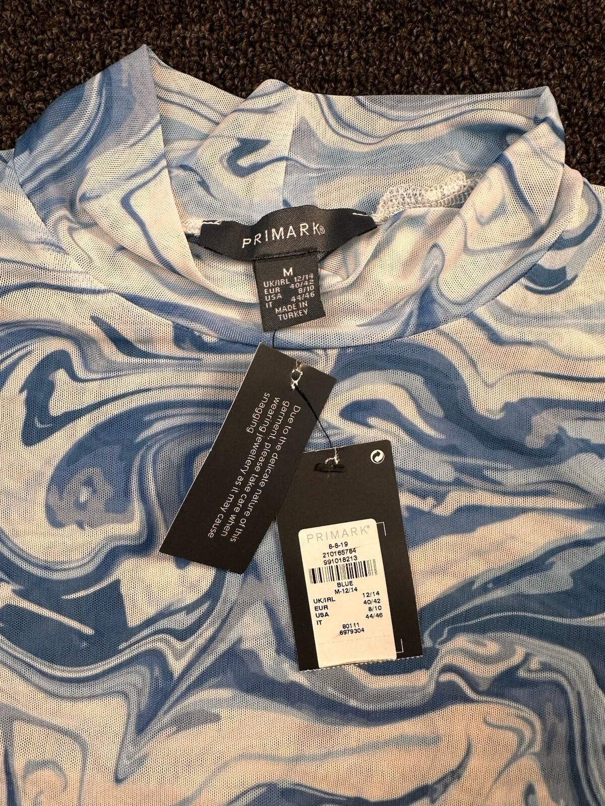 Primark Primark Blue/White Stretch Snap Long Sleeve Bodysuit Size M Size ONE SIZE - 3 Thumbnail