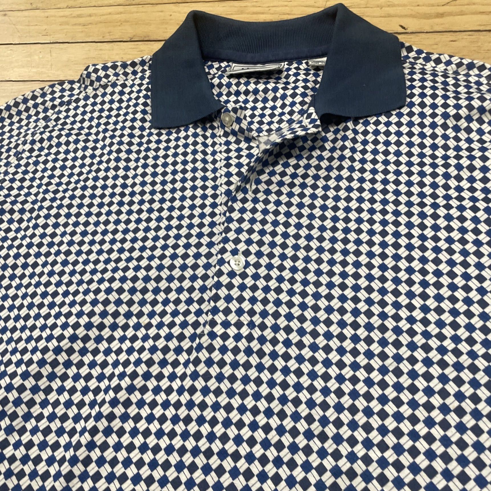Hogan VINTAGE Hogan Polo Shirt Men M Blue Diamond Check Plaid Retro Preppy Golf Casual Shirt Size US M / EU 48-50 / 2 - 4 Thumbnail