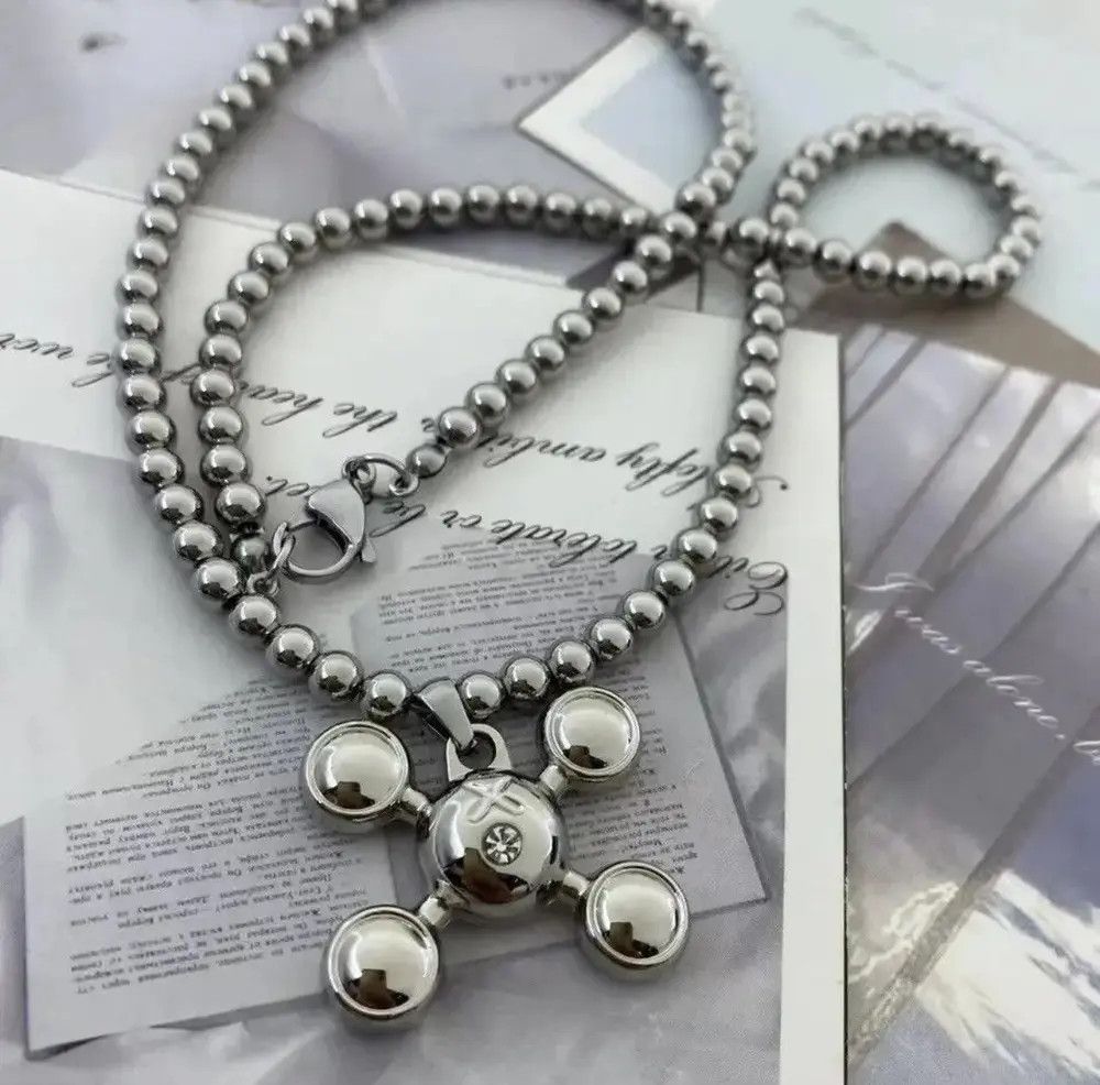 Jewelry Round Bead Chain Quadangle Ball Pendant Necklace Size ONE SIZE - 3 Thumbnail